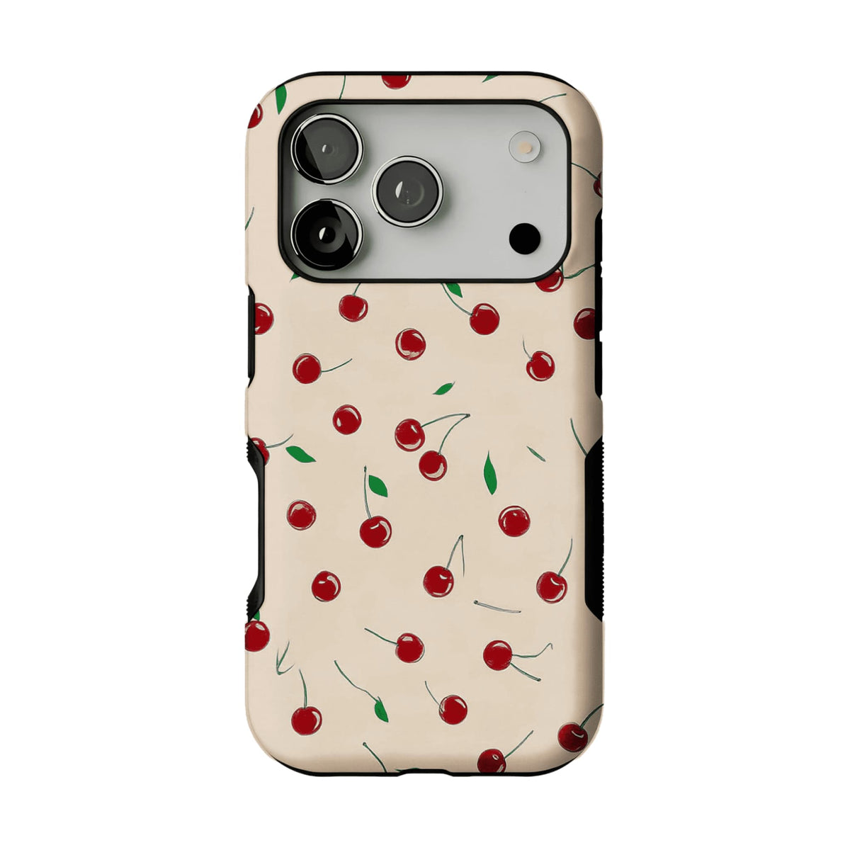 Cute Scattered Red Cherry Leaf Shockproof Anti-slip iPhone Case