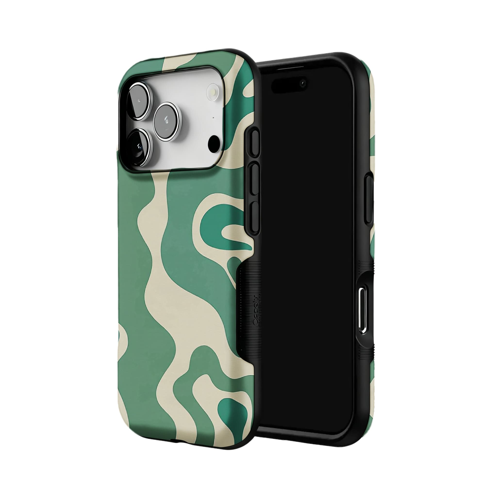 Green Fluid Minimalist Phone Case | Organic Wavy Cover for Everyday Calm