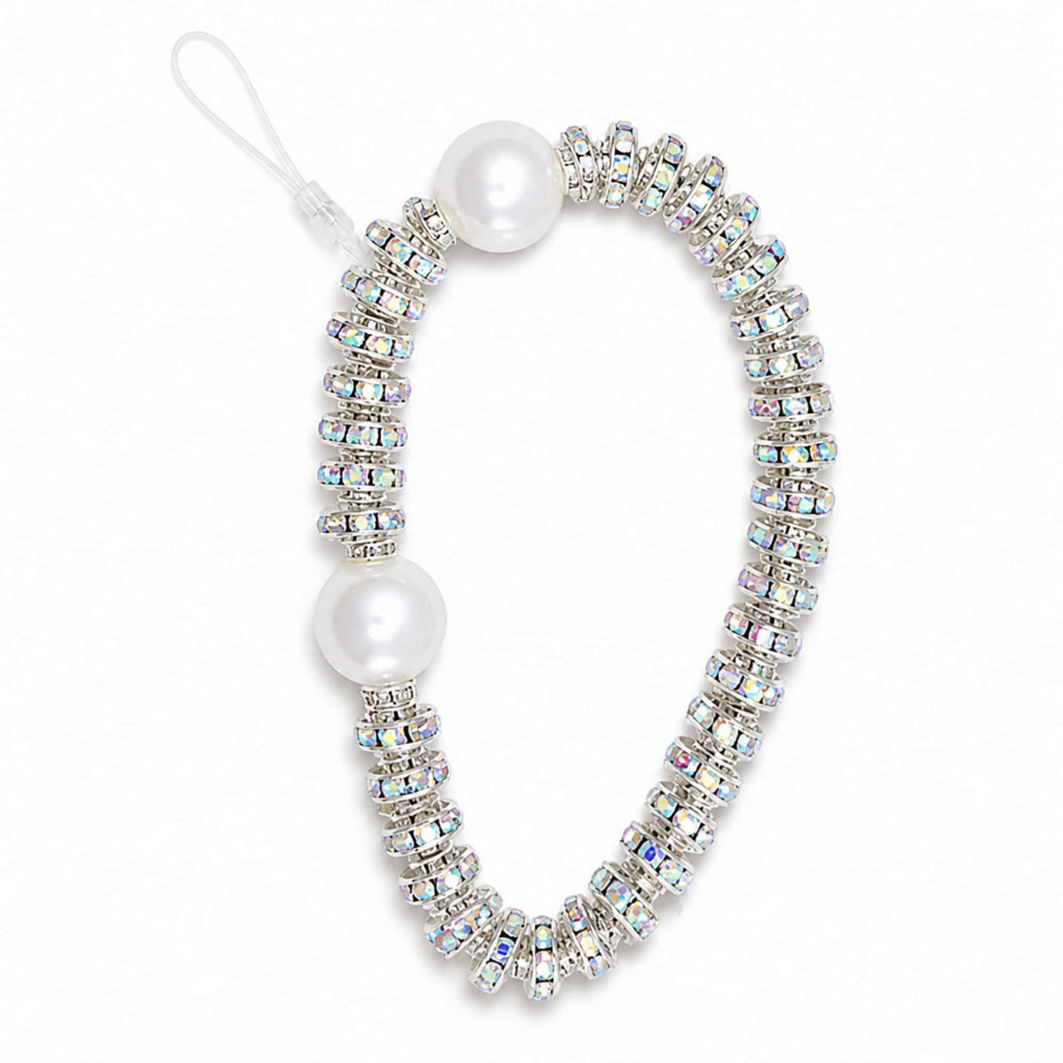 Iridescent Crystal & Pearl Beaded Phone Wrist Strap