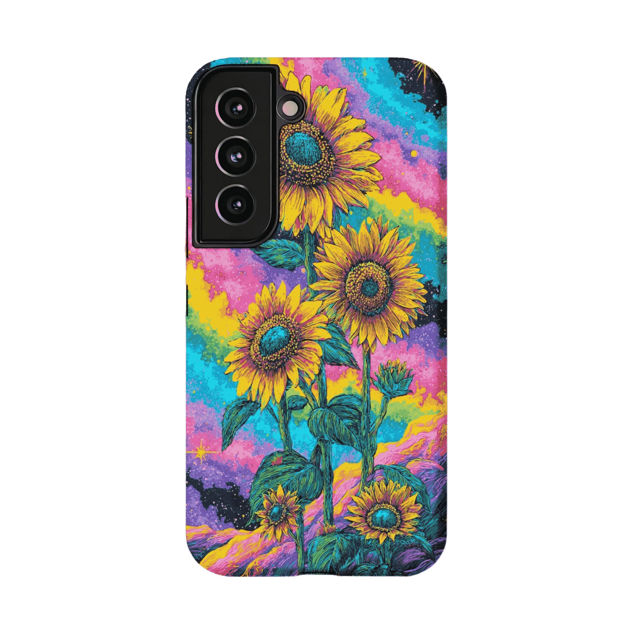 Psychedelic Rainbow Galaxy Sunflower Shockproof Anti-slip iPhone Case
