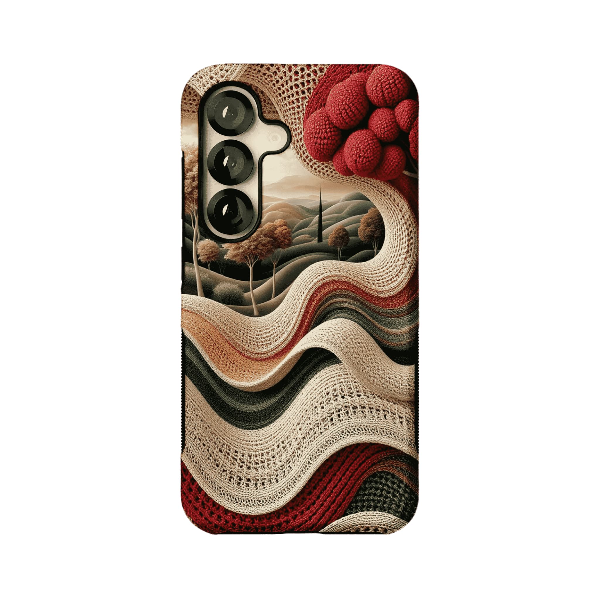 Vintage Crochet Knit Landscape Forest Nature Art iPhone Cover