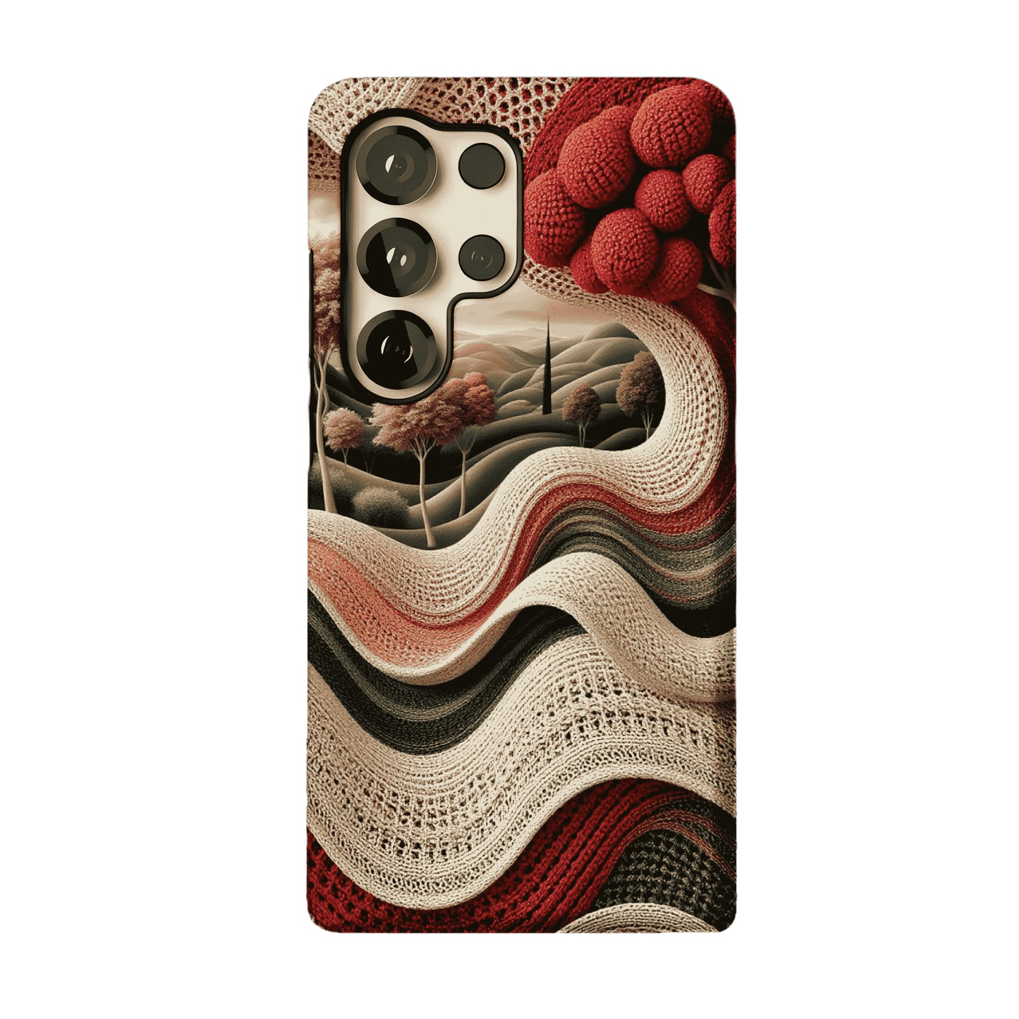 Vintage Crochet Knit Landscape Forest Nature Art iPhone Cover