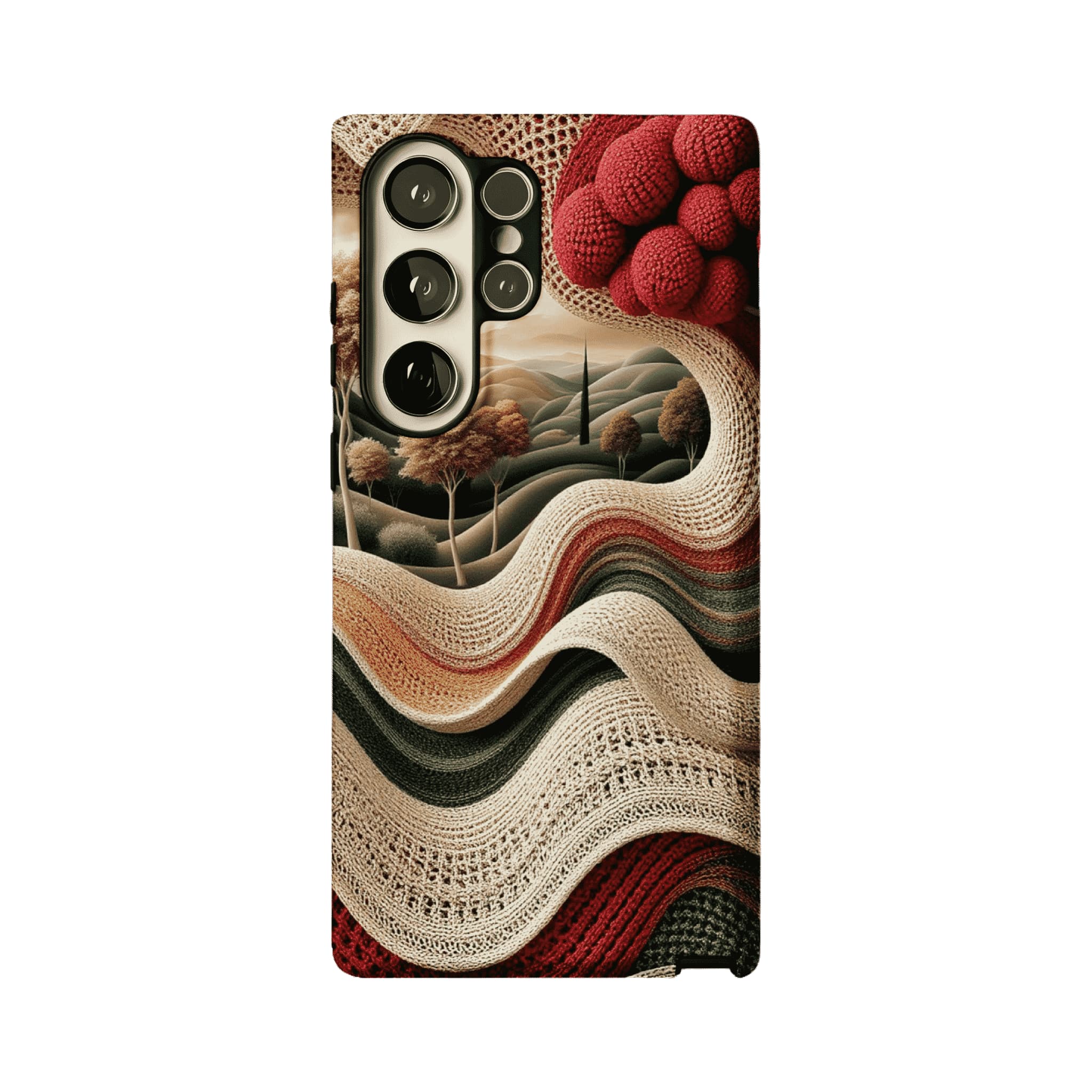 Vintage Crochet Knit Landscape Forest Nature Art iPhone Cover
