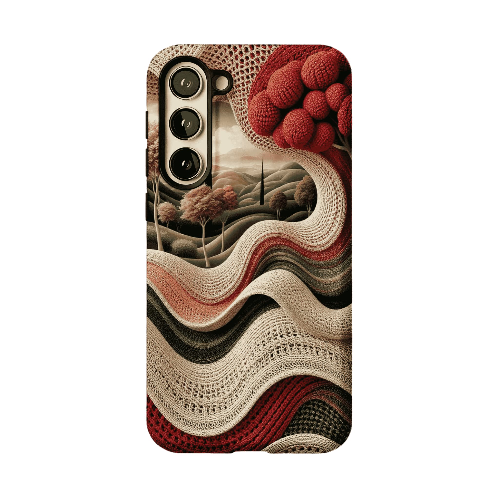 Vintage Crochet Knit Landscape Forest Nature Art iPhone Cover