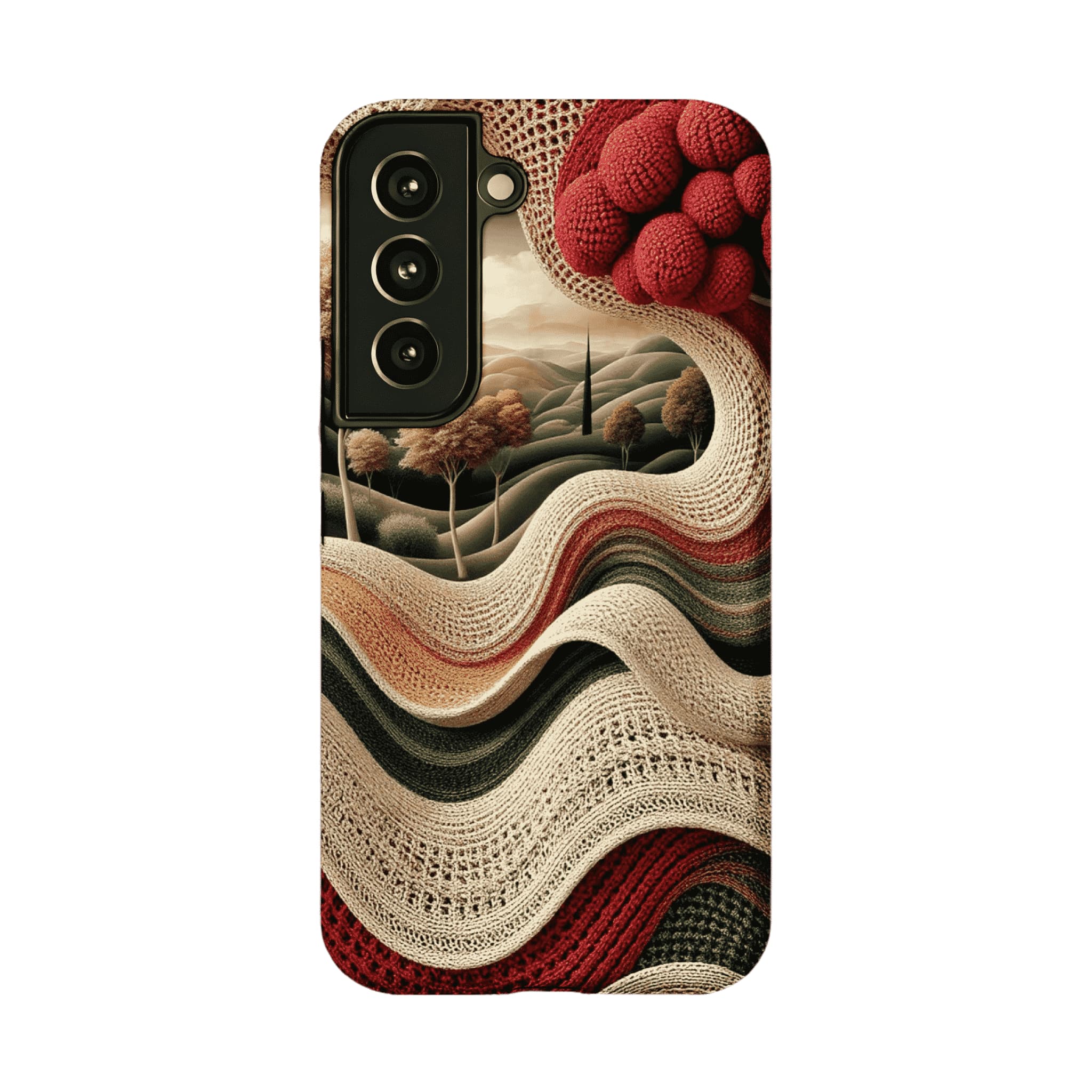 Vintage Crochet Knit Landscape Forest Nature Art iPhone Cover