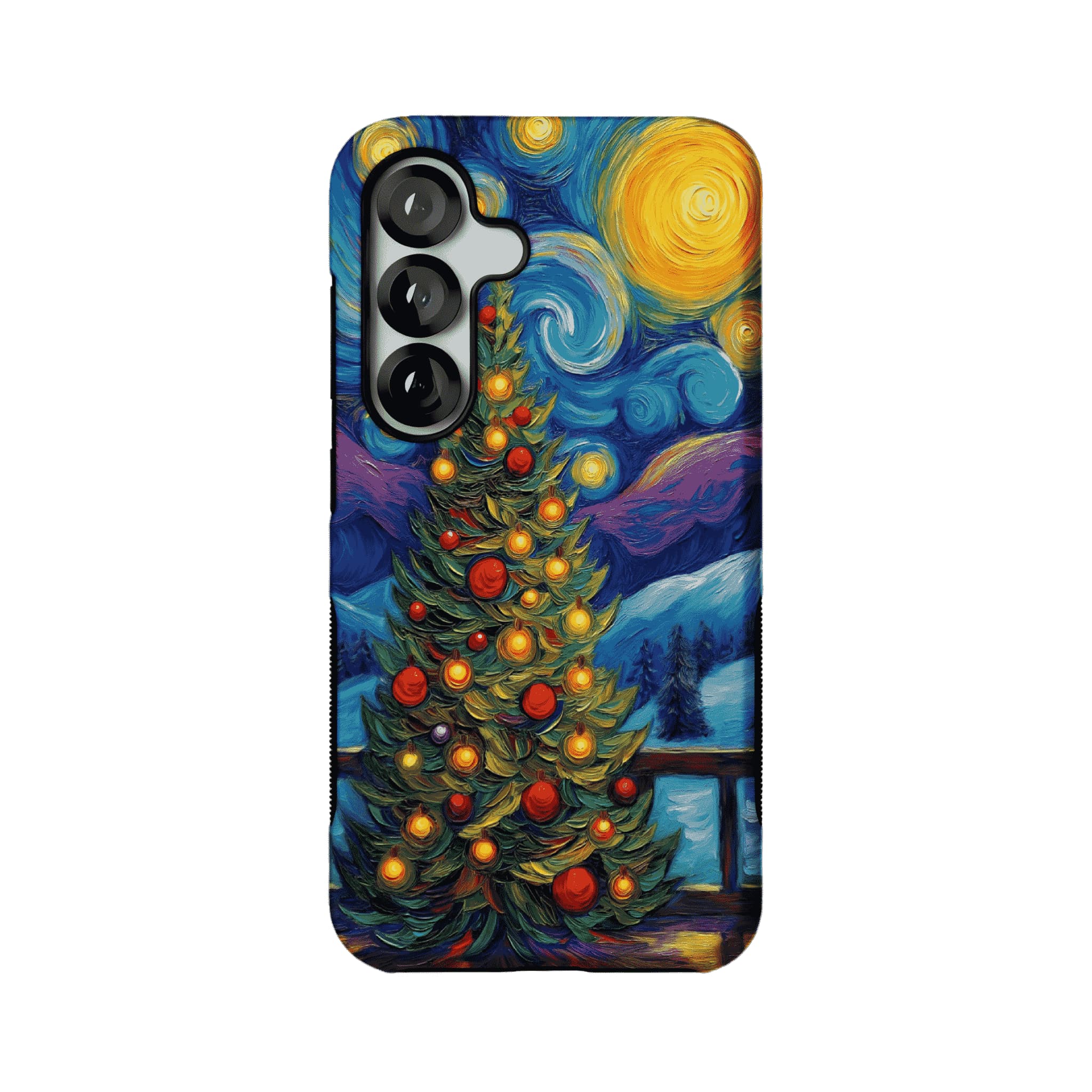 Starry Night Christmas Tree Oil Phone Case, Shockproof Anti-slip iPhone Cover