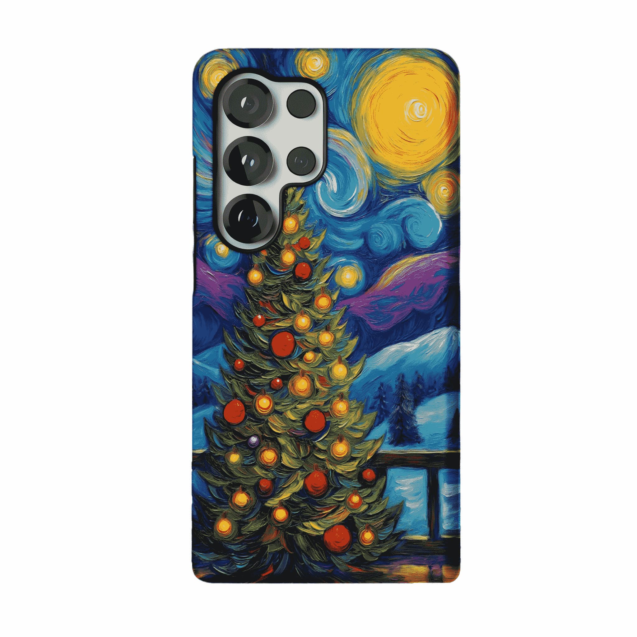 Starry Night Christmas Tree Oil Phone Case, Shockproof Anti-slip iPhone Cover