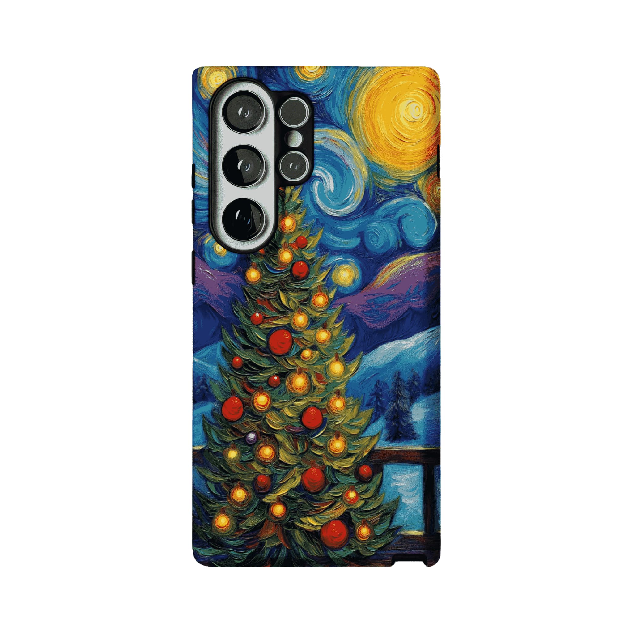 Starry Night Christmas Tree Oil Phone Case, Shockproof Anti-slip iPhone Cover