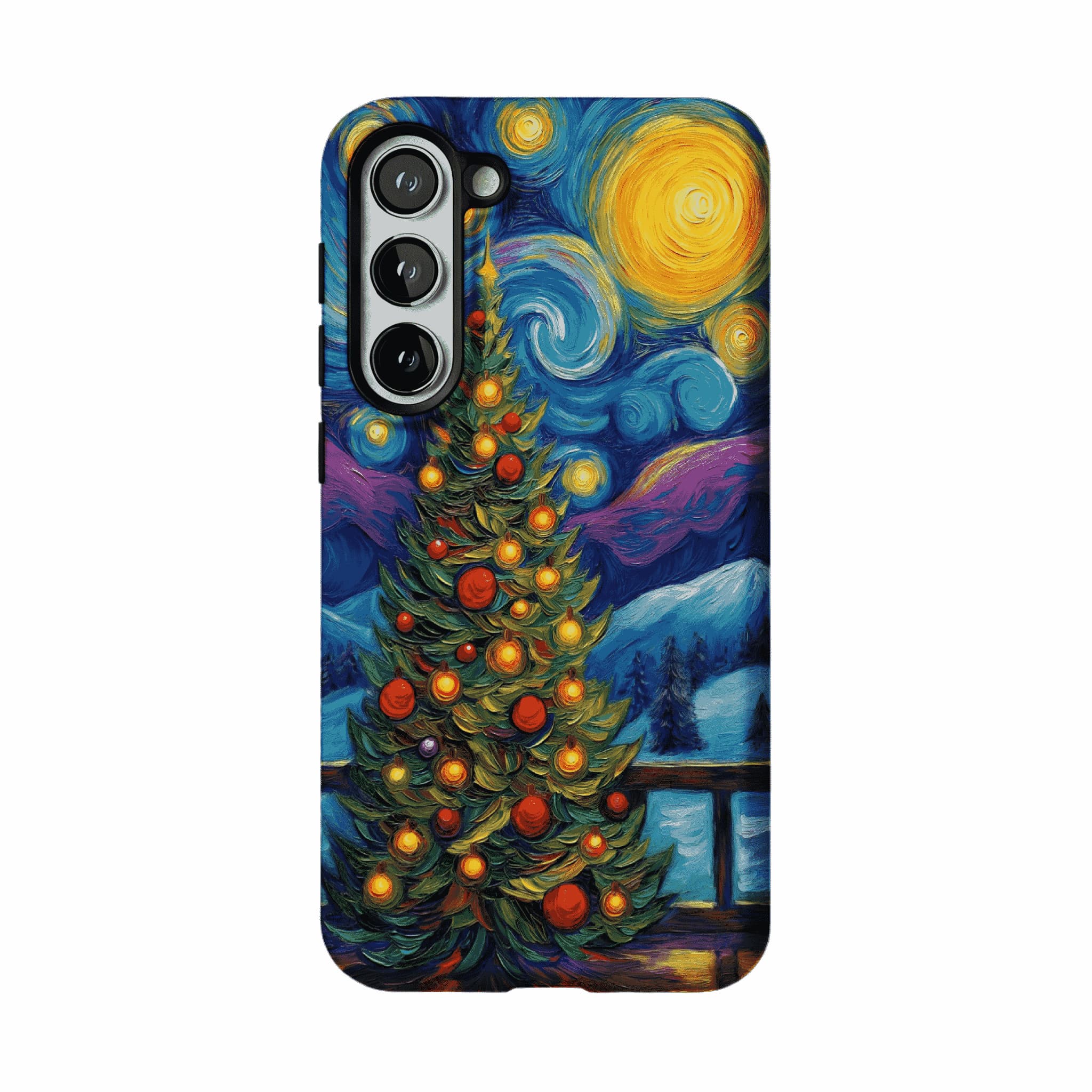Starry Night Christmas Tree Oil Phone Case, Shockproof Anti-slip iPhone Cover