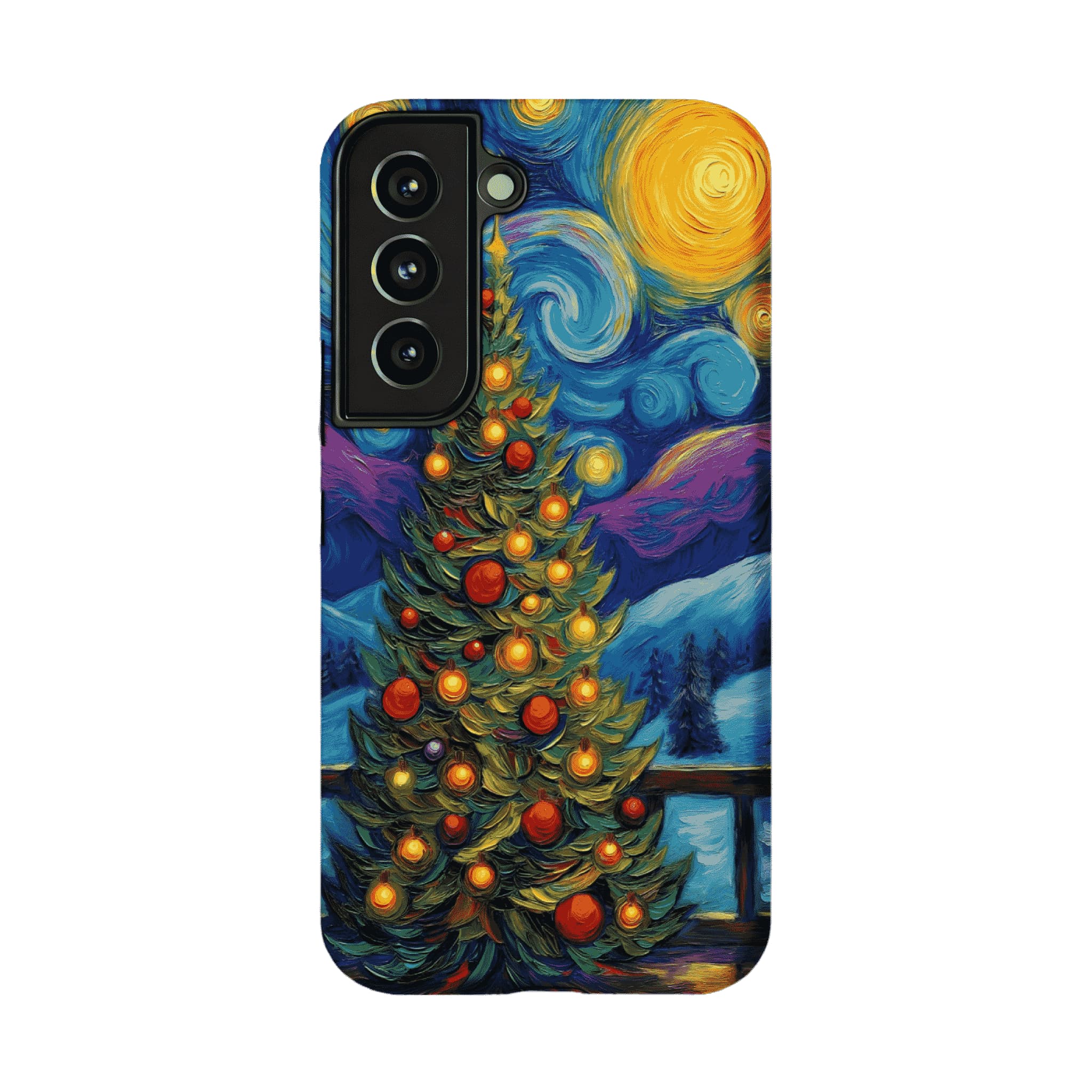 Starry Night Christmas Tree Oil Phone Case, Shockproof Anti-slip iPhone Cover