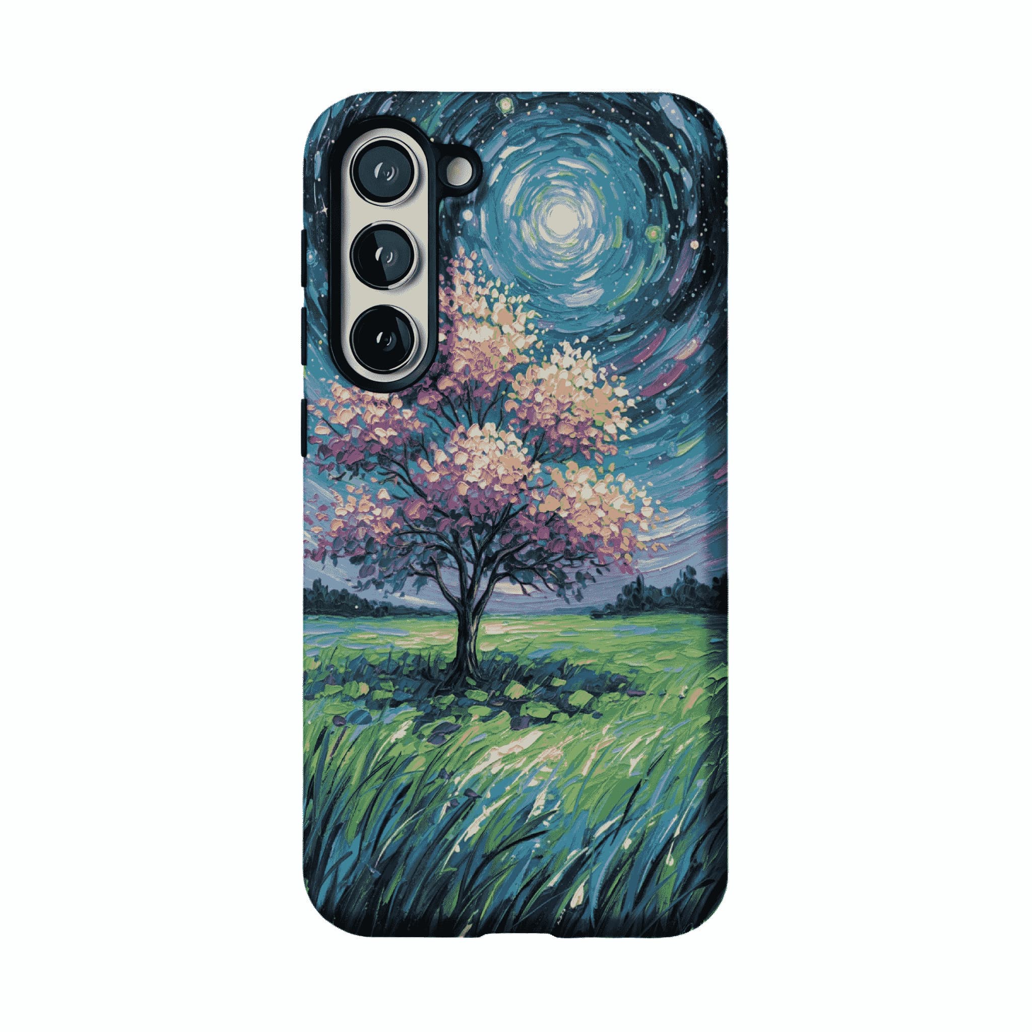 Starry Sky Pink Blossom Tree Phone Case, Shockproof Anti-slip iPhone Cover