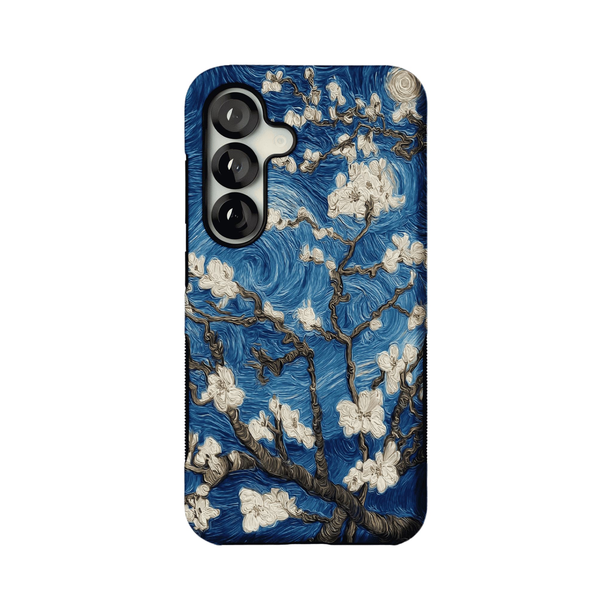 Deep Blue Swirl Texture Almond Blossom Oil Art Shockproof iPhone Case