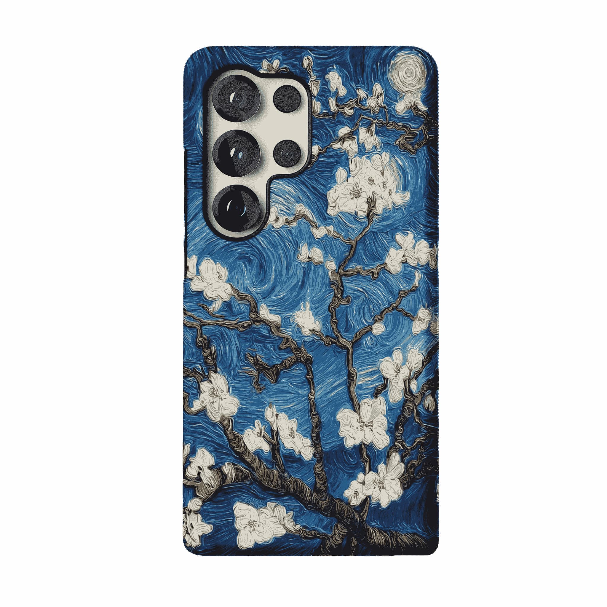 Deep Blue Swirl Texture Almond Blossom Oil Art Shockproof iPhone Case