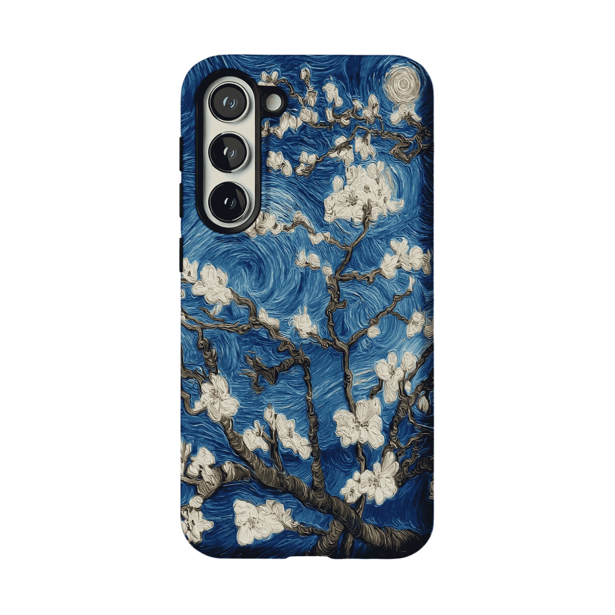Deep Blue Swirl Texture Almond Blossom Oil Art Shockproof iPhone Case