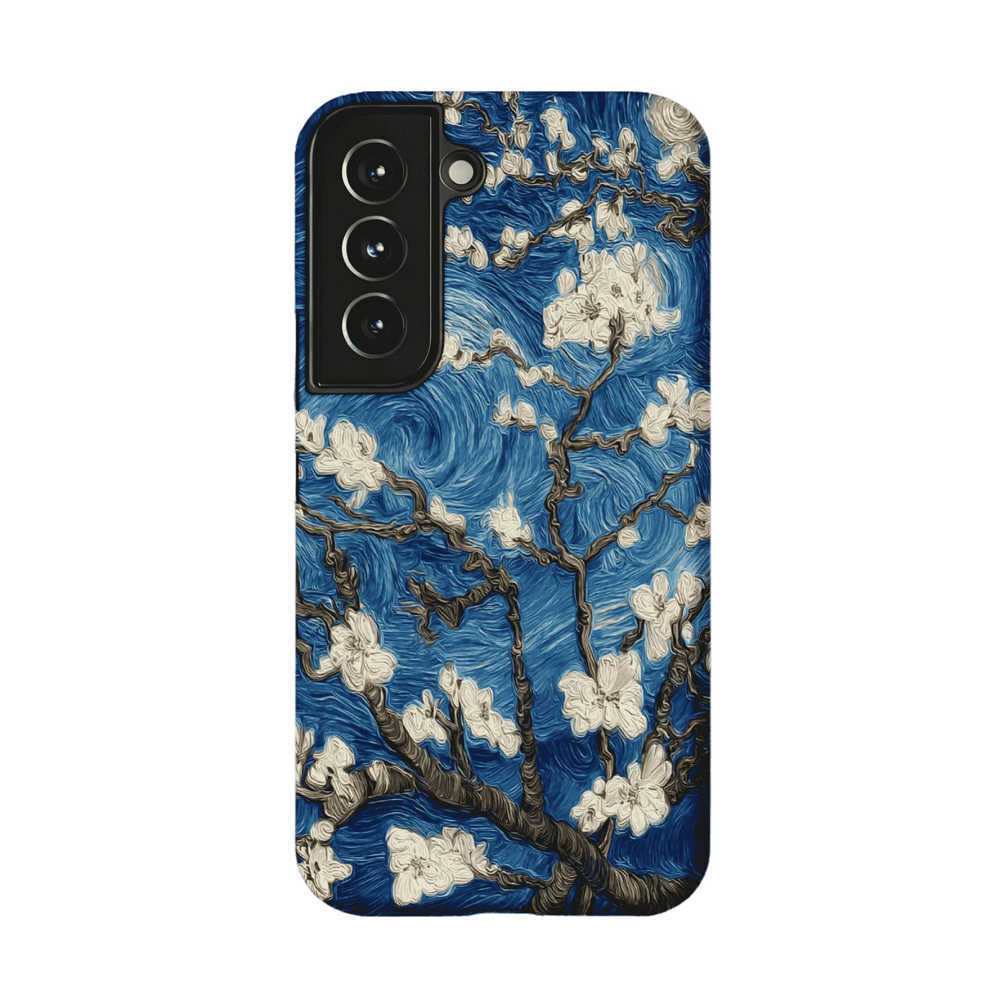 Deep Blue Swirl Texture Almond Blossom Oil Art Shockproof iPhone Case