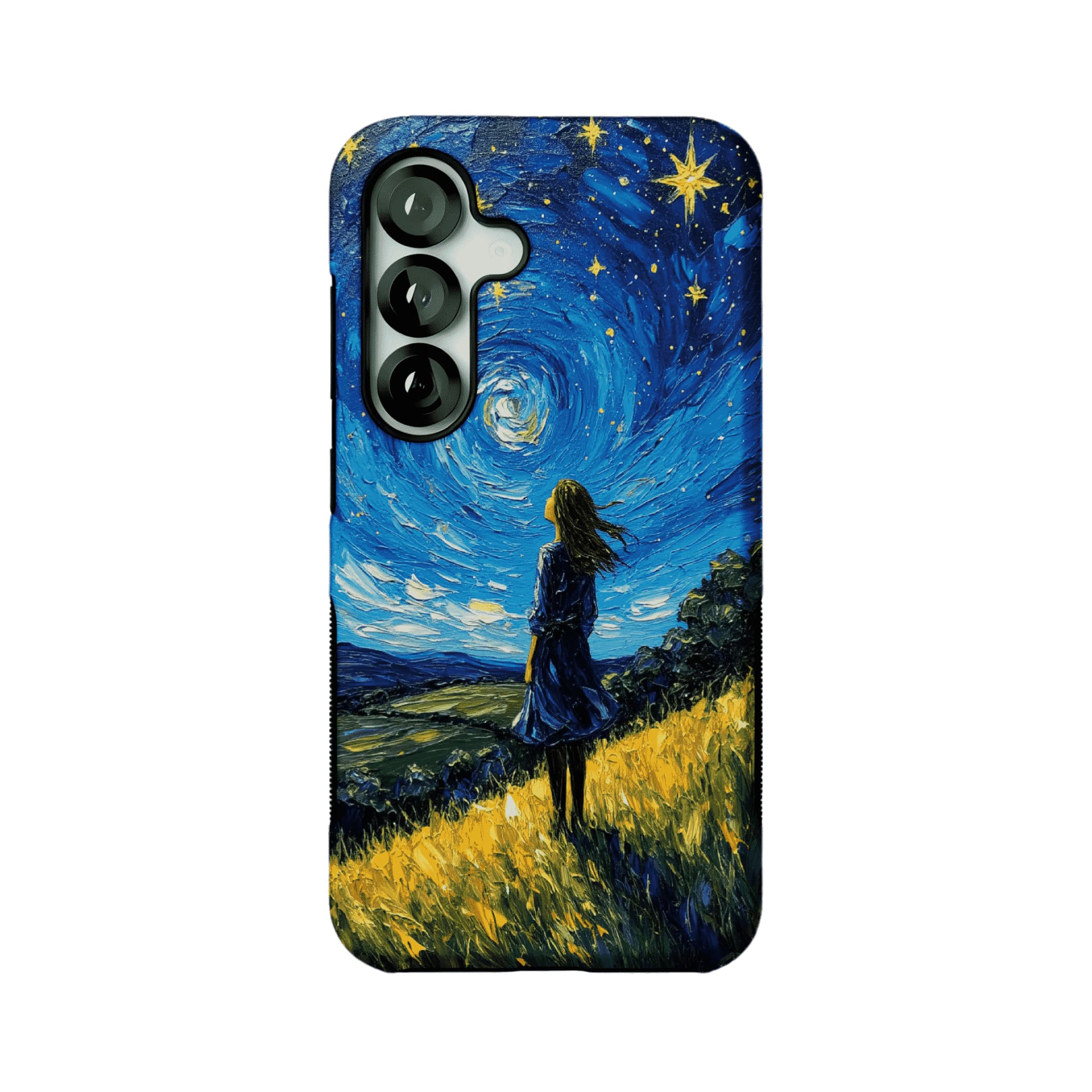 Starry Sky Field Girl Oil Phone Case, Shockproof Anti-slip iPhone Cover