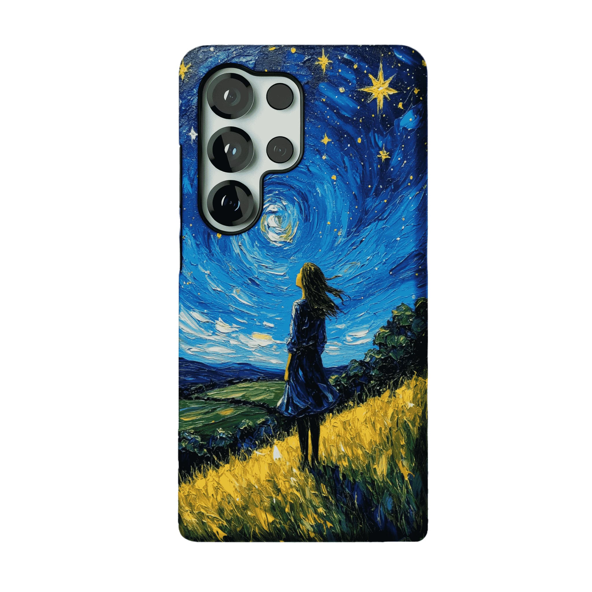 Starry Sky Field Girl Oil Phone Case, Shockproof Anti-slip iPhone Cover