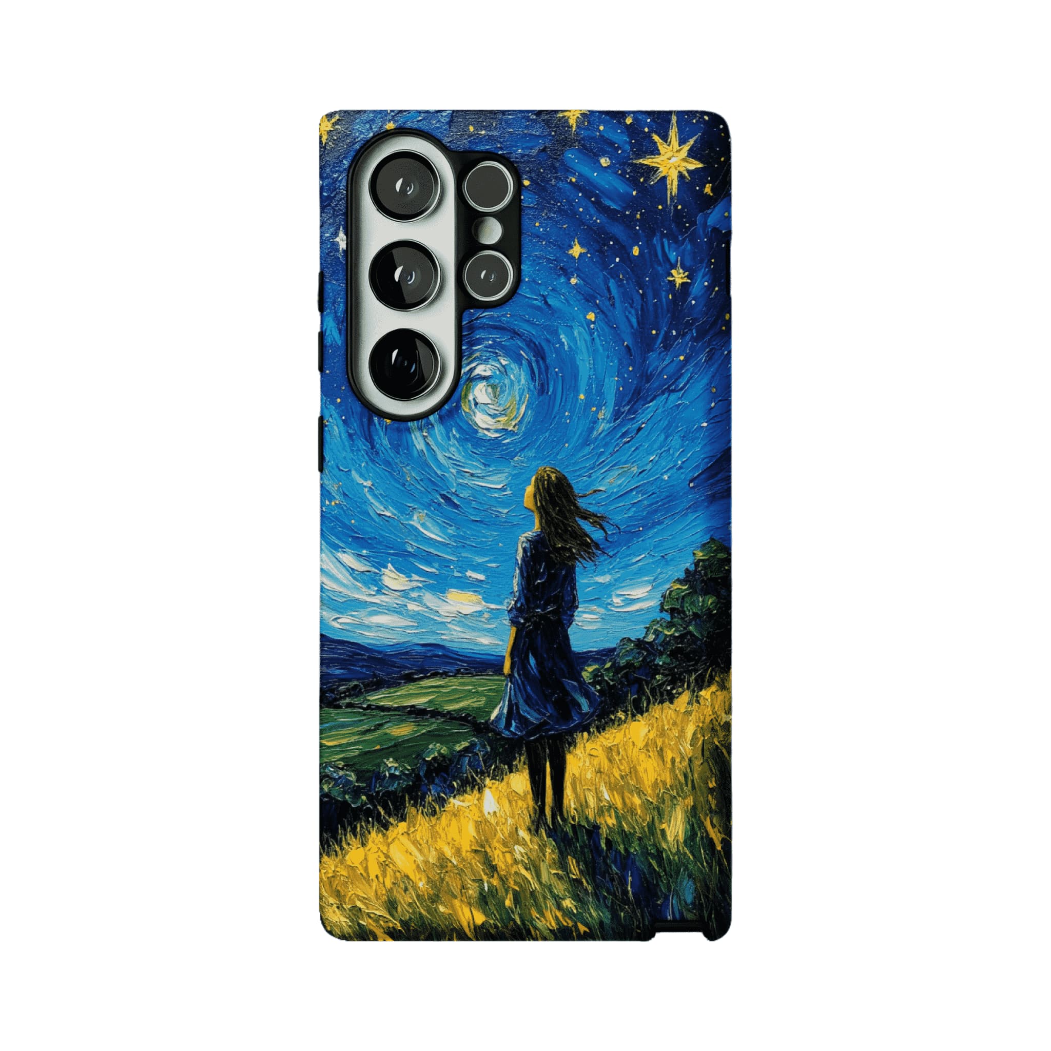 Starry Sky Field Girl Oil Phone Case, Shockproof Anti-slip iPhone Cover