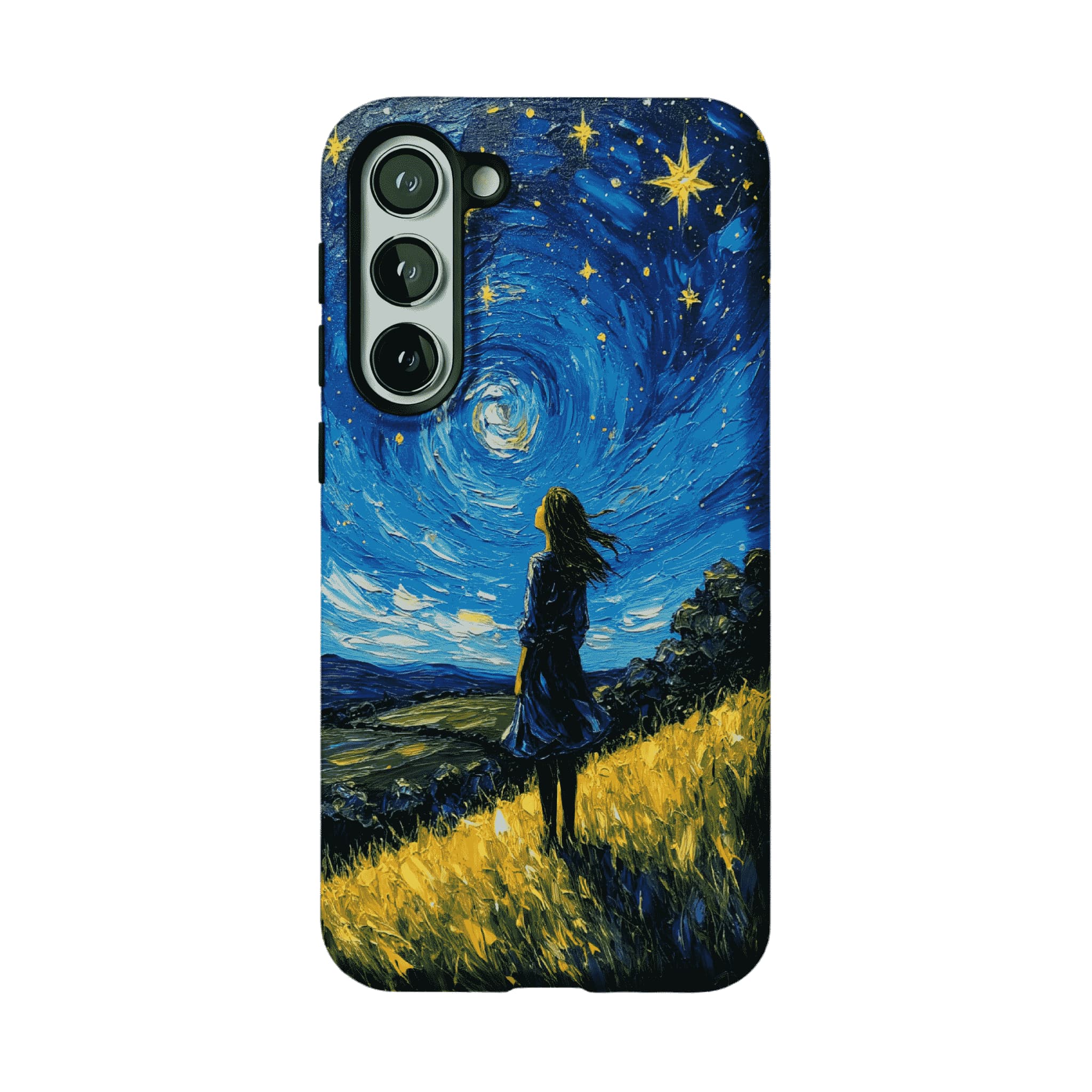 Starry Sky Field Girl Oil Phone Case, Shockproof Anti-slip iPhone Cover