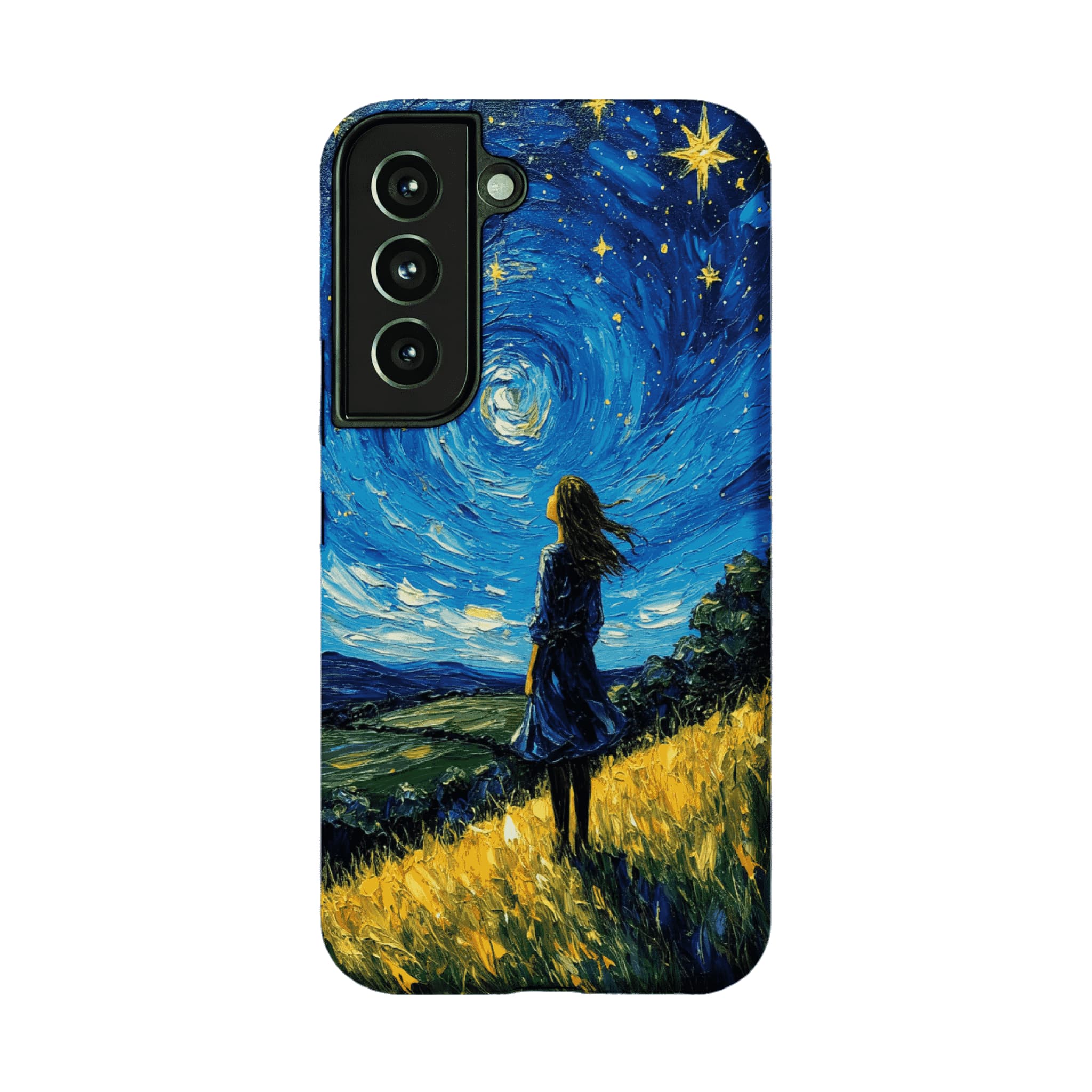 Starry Sky Field Girl Oil Phone Case, Shockproof Anti-slip iPhone Cover
