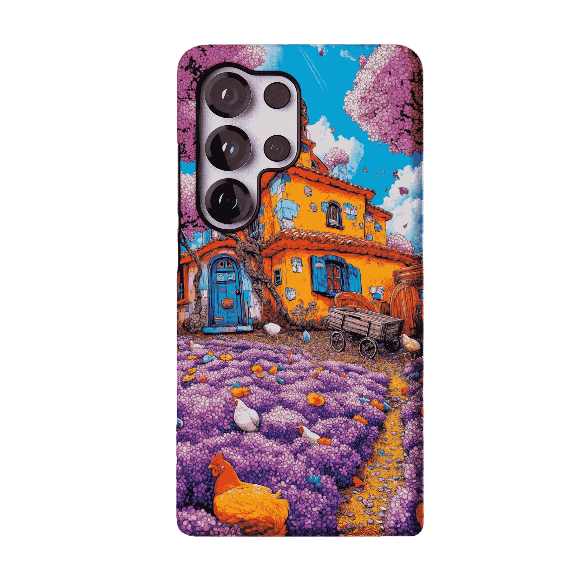 Cartoon Cottage Purple Flower Farm Art Shockproof iPhone Case