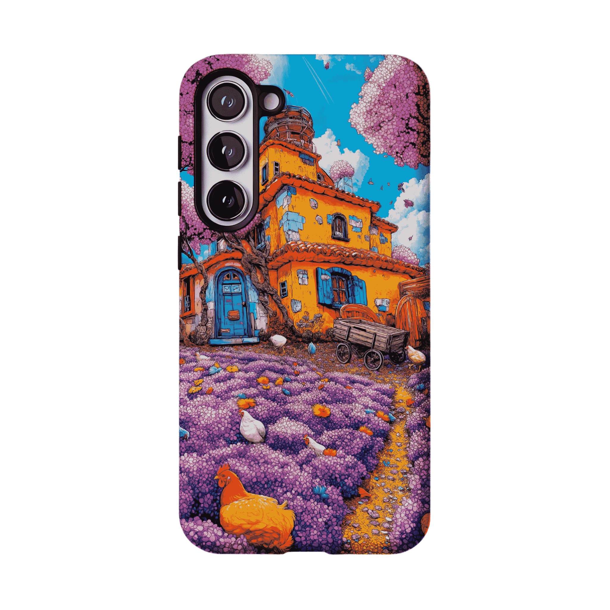 Cartoon Cottage Purple Flower Farm Art Shockproof iPhone Case