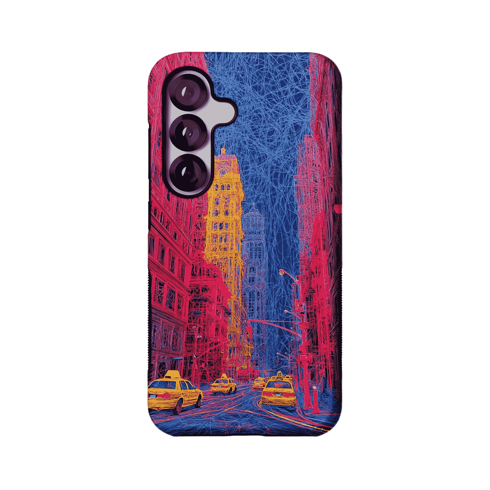 Red Blue Neon Line New York City Shockproof Anti-slip iPhone Case