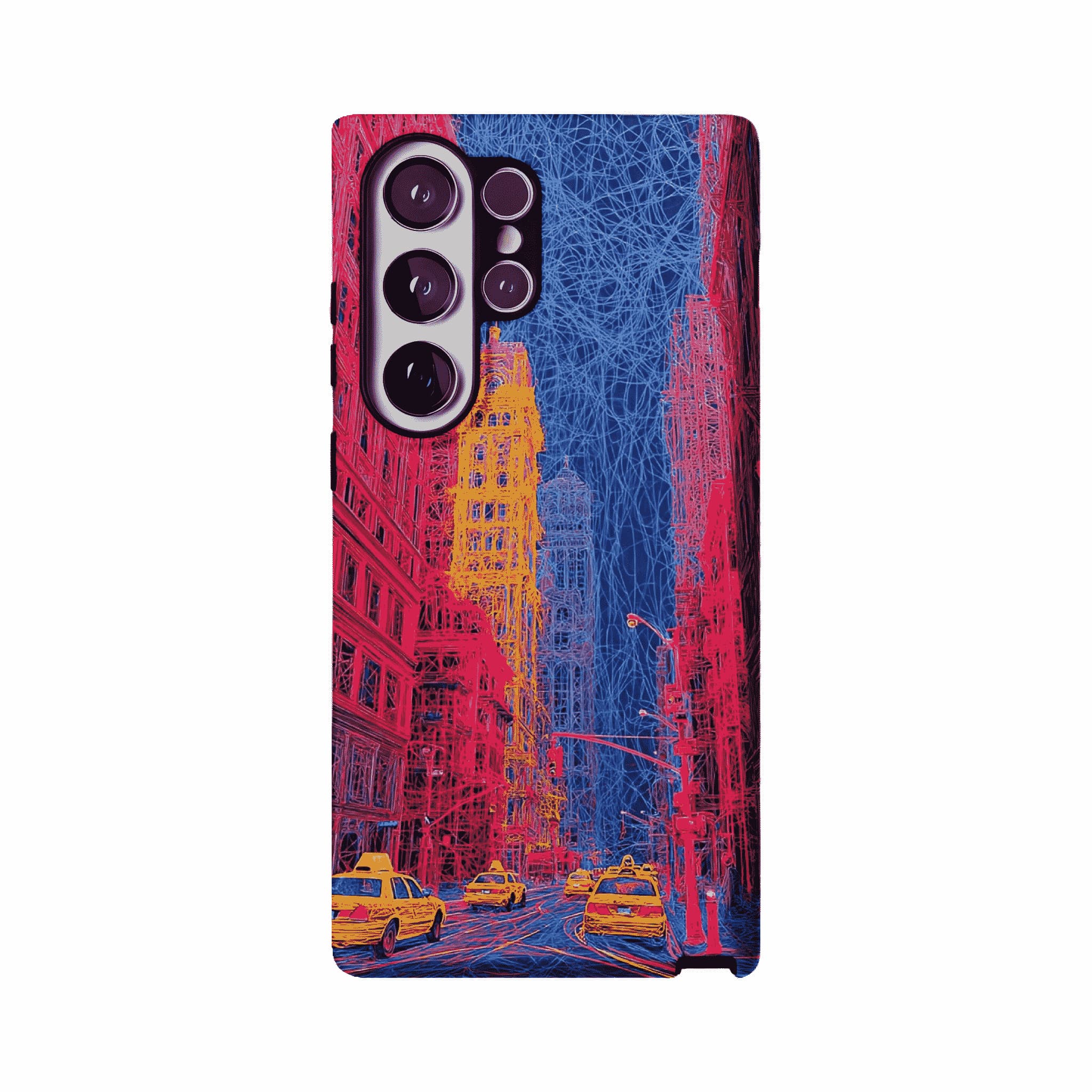 Red Blue Neon Line New York City Shockproof Anti-slip iPhone Case