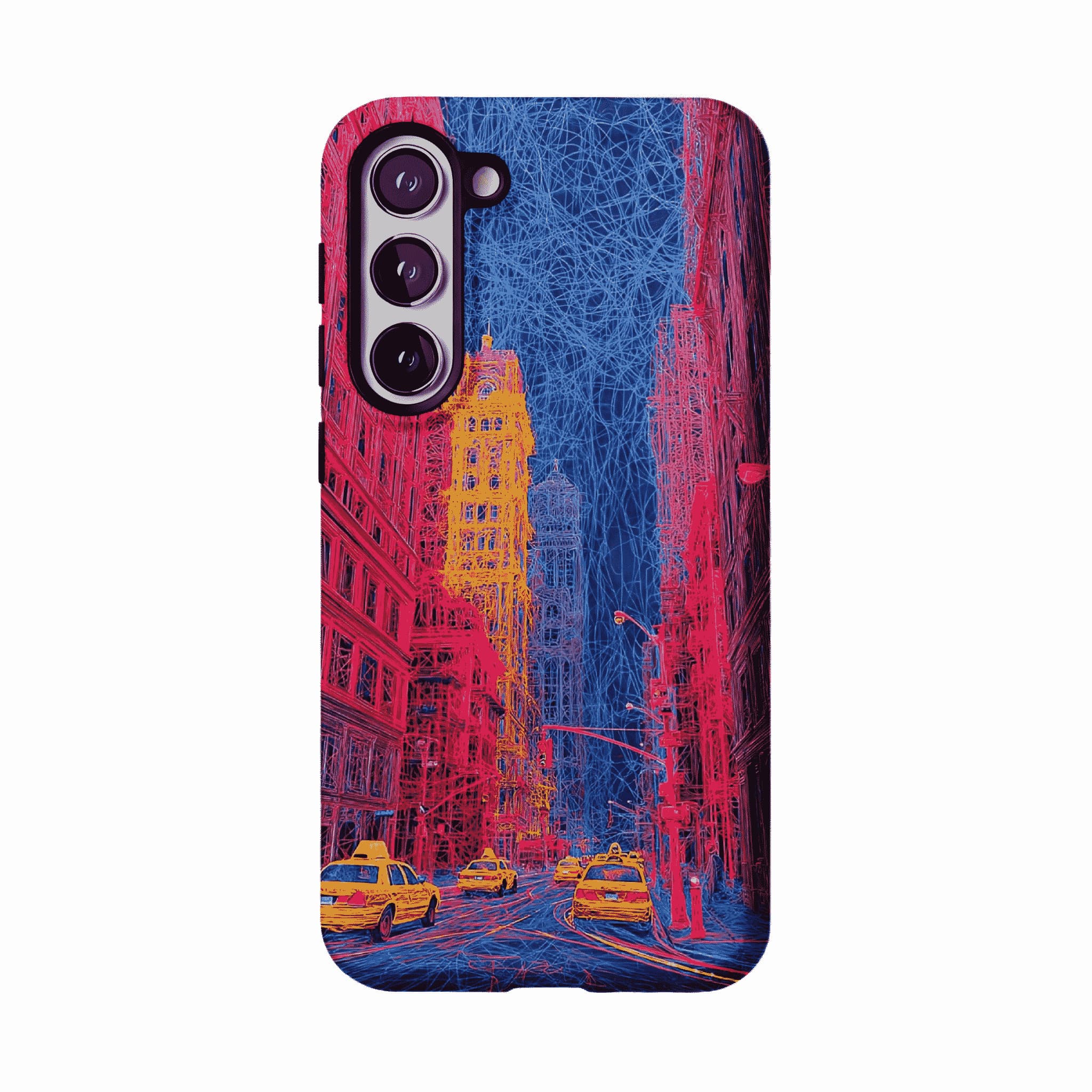 Red Blue Neon Line New York City Shockproof Anti-slip iPhone Case