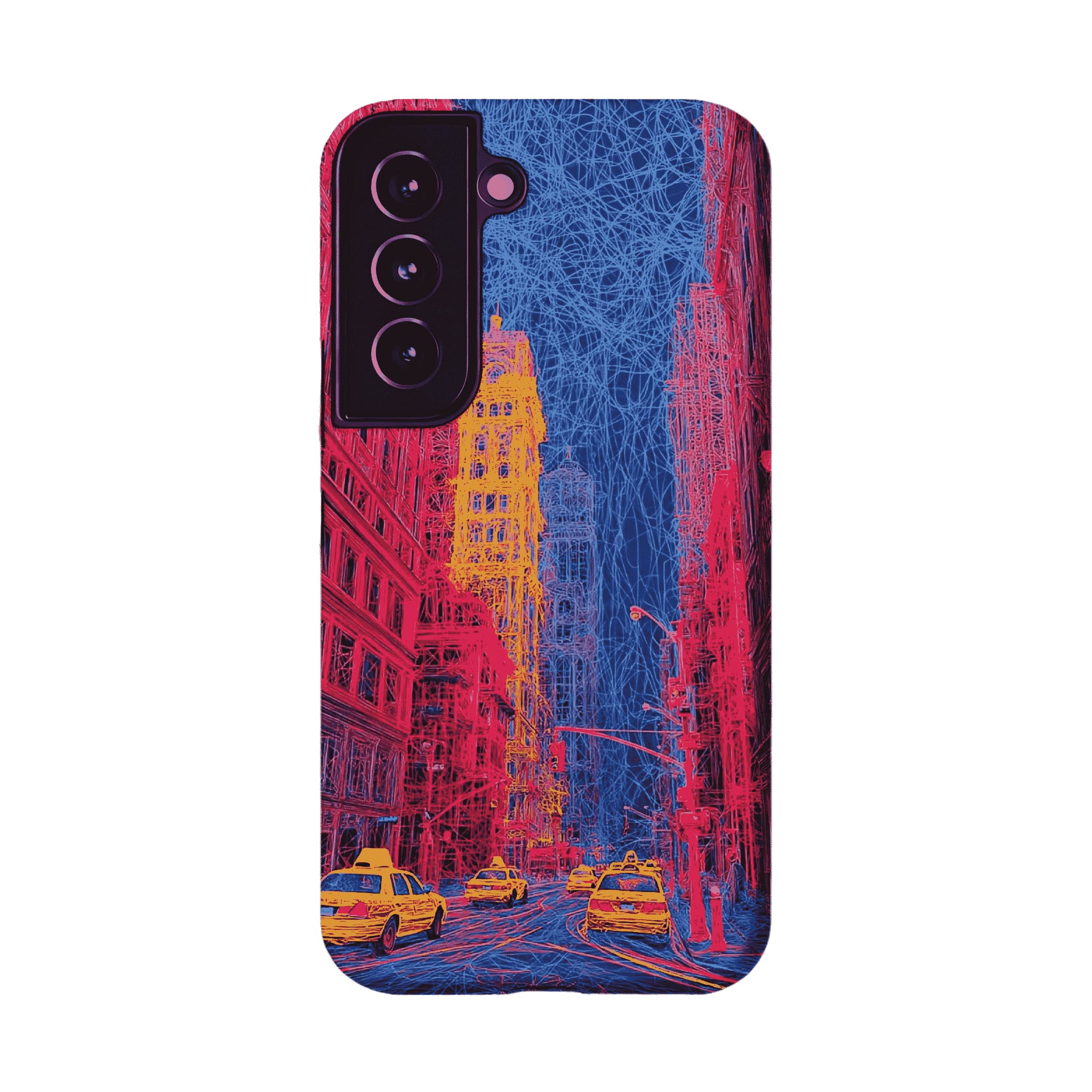 Red Blue Neon Line New York City Shockproof Anti-slip iPhone Case