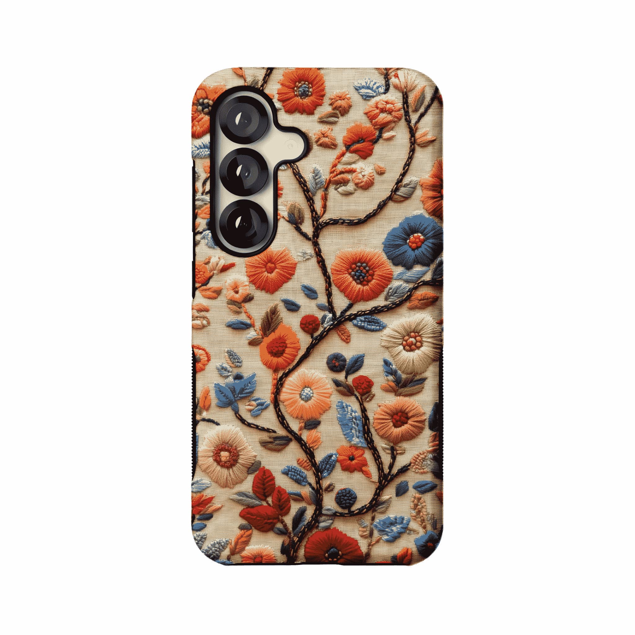 Retro Embroidery Colorful Flower Phone Case, Shockproof Anti-slip iPhone Cover