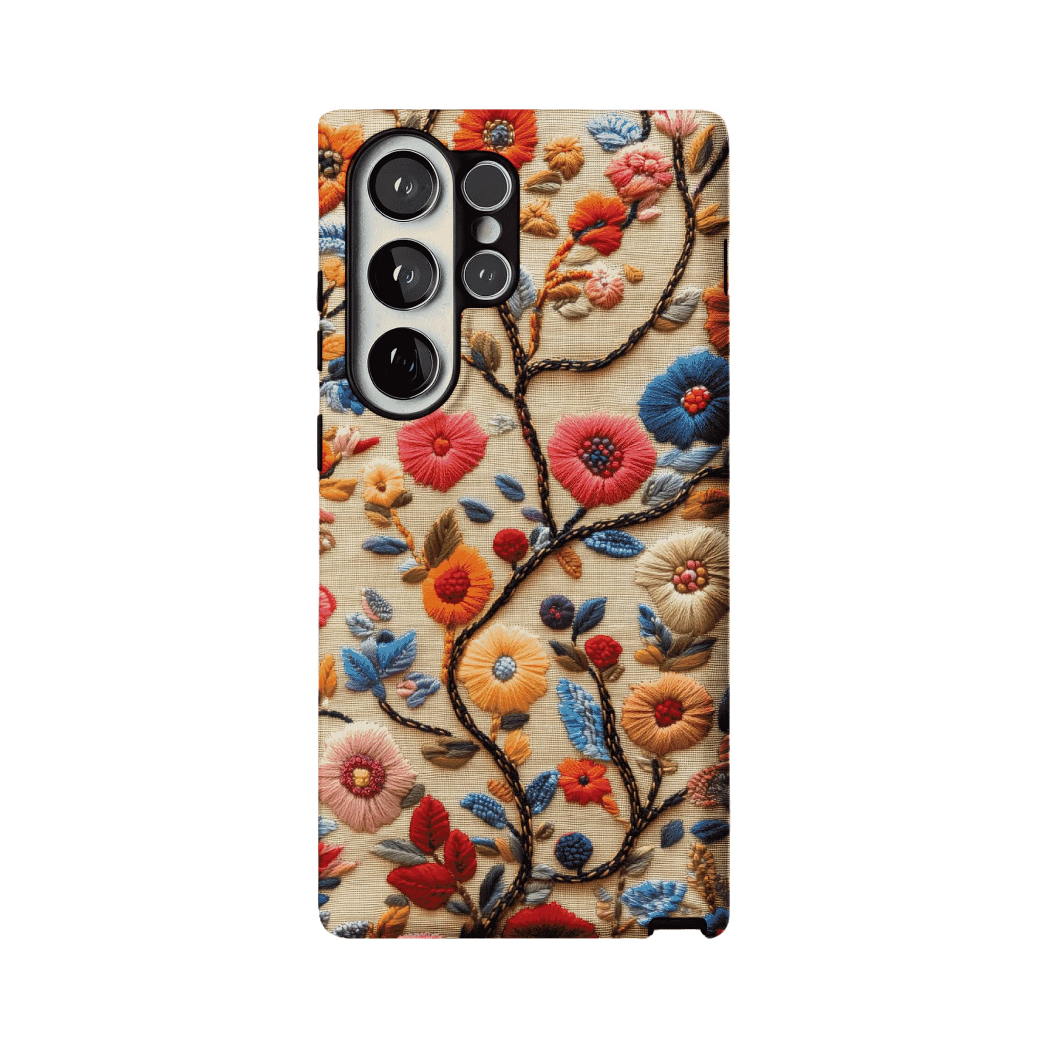 Retro Embroidery Colorful Flower Phone Case, Shockproof Anti-slip iPhone Cover