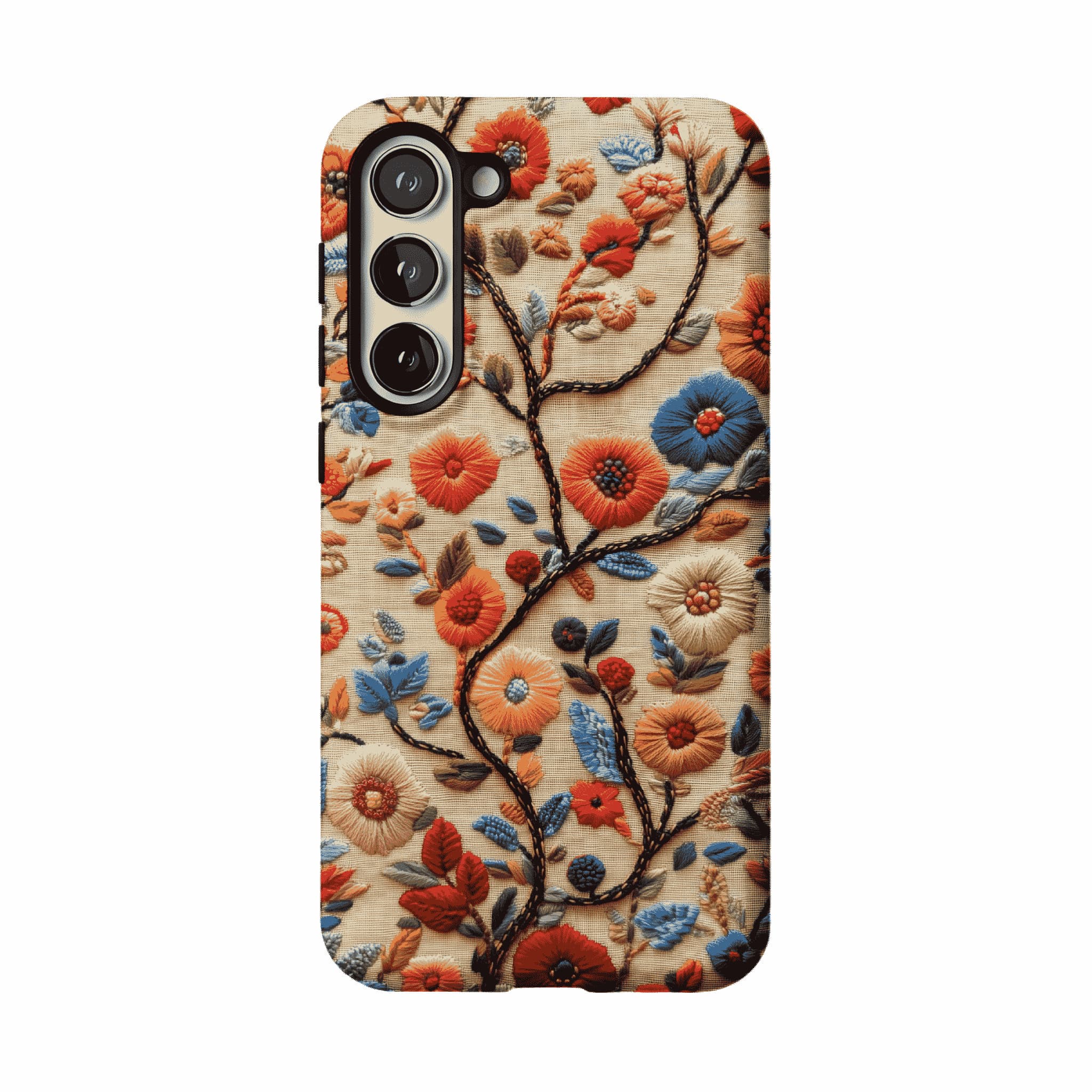 Retro Embroidery Colorful Flower Phone Case, Shockproof Anti-slip iPhone Cover
