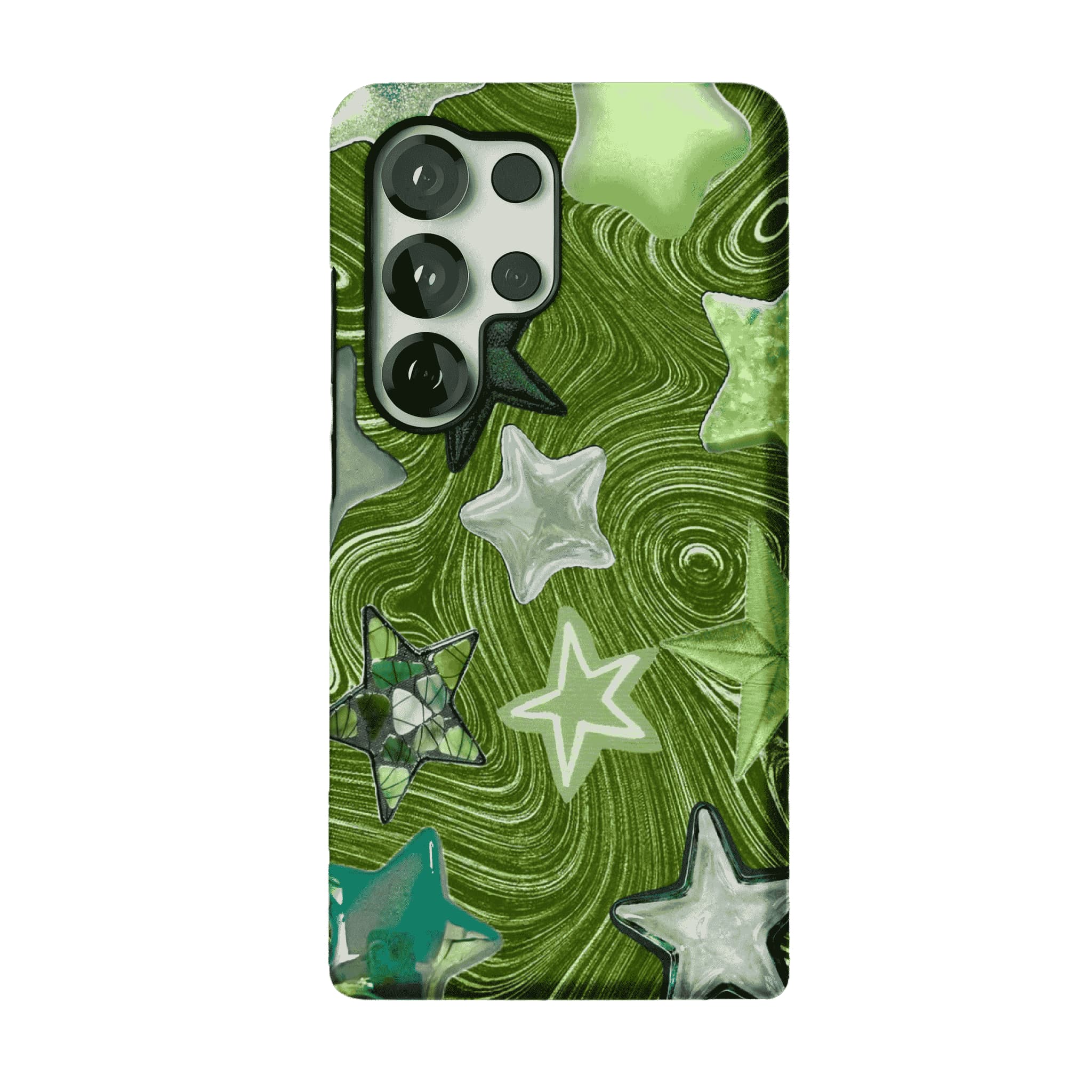 Cute Green Swirl Star Phone Case, Y2K Shockproof Anti-slip iPhone Cover