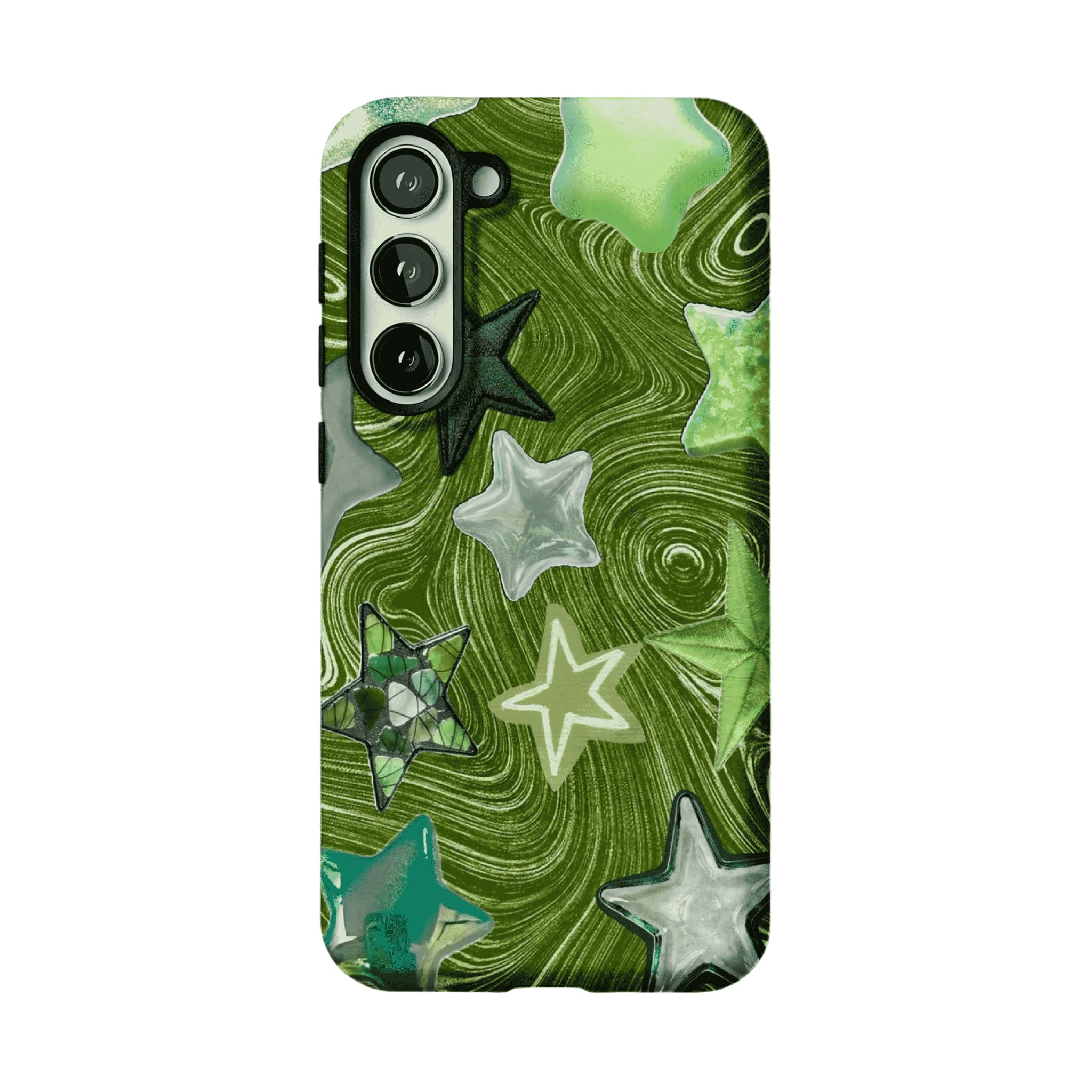 Cute Green Swirl Star Phone Case, Y2K Shockproof Anti-slip iPhone Cover