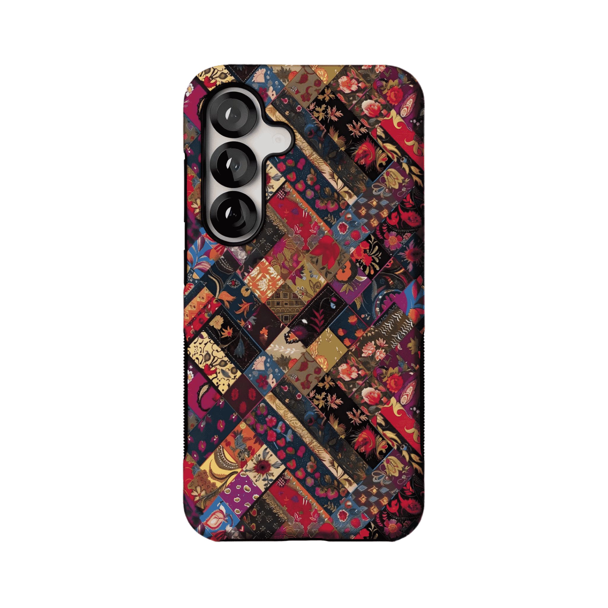 Boho Vintage Patchwork Floral Phone Case, Anti-slip Shockproof Ethnic iPhone Cover