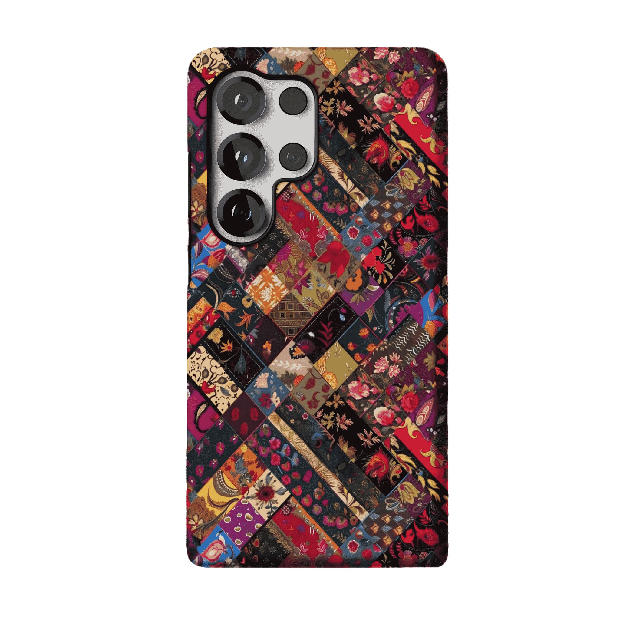 Boho Vintage Patchwork Floral Phone Case, Anti-slip Shockproof Ethnic iPhone Cover