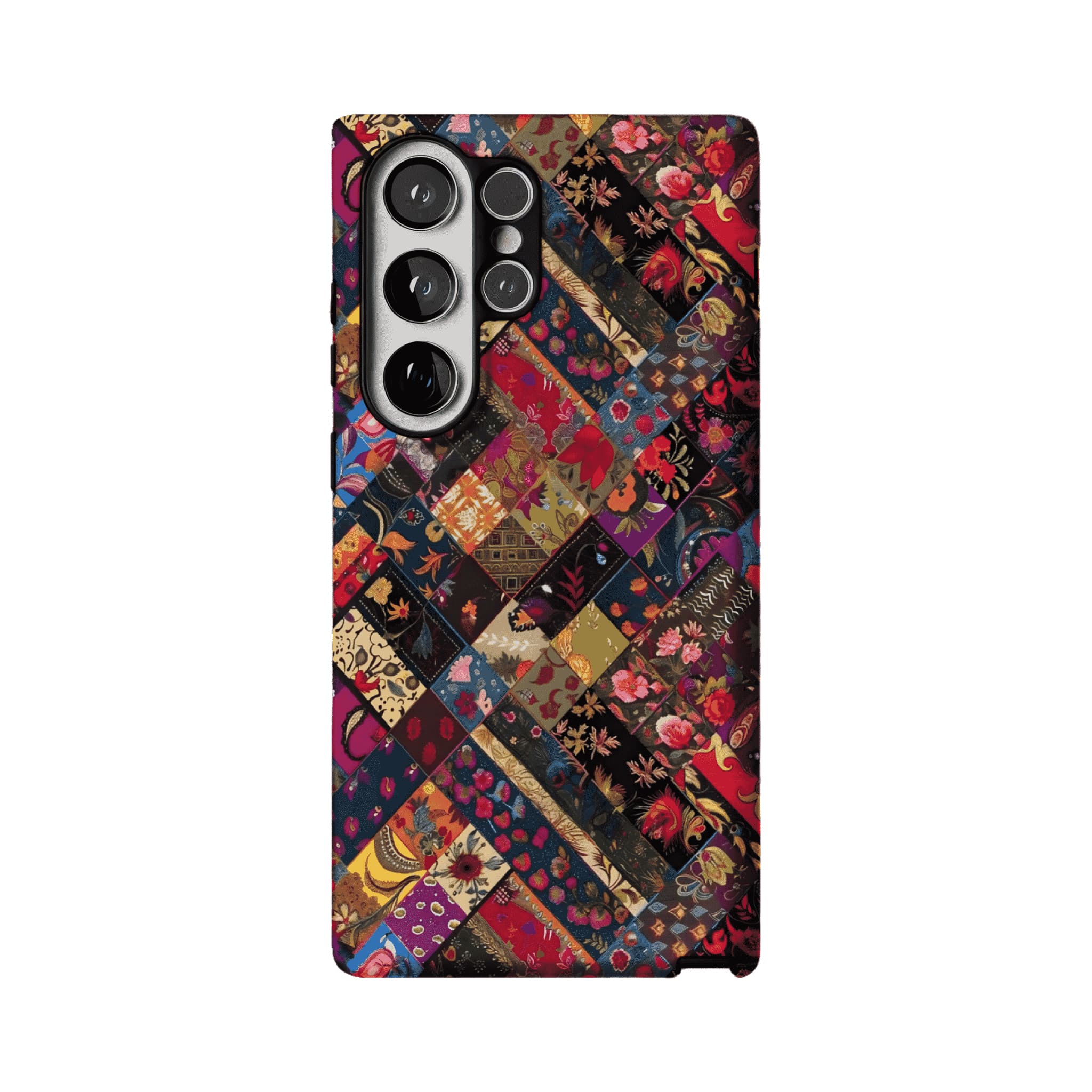 Boho Vintage Patchwork Floral Phone Case, Anti-slip Shockproof Ethnic iPhone Cover