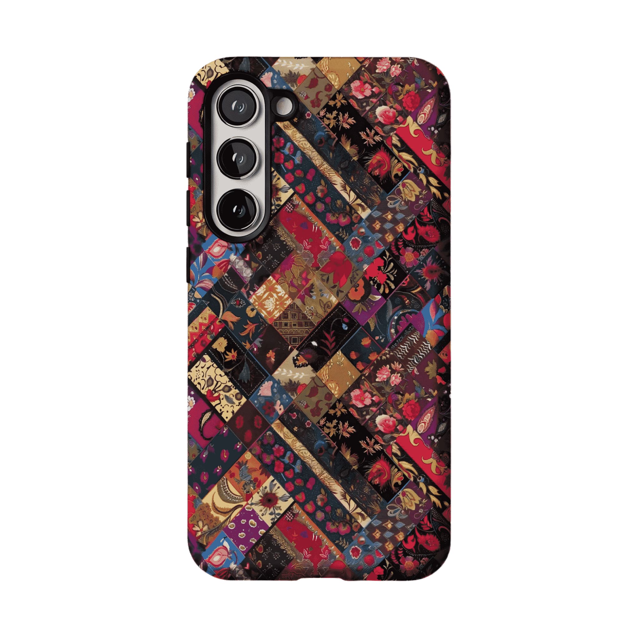 Boho Vintage Patchwork Floral Phone Case, Anti-slip Shockproof Ethnic iPhone Cover
