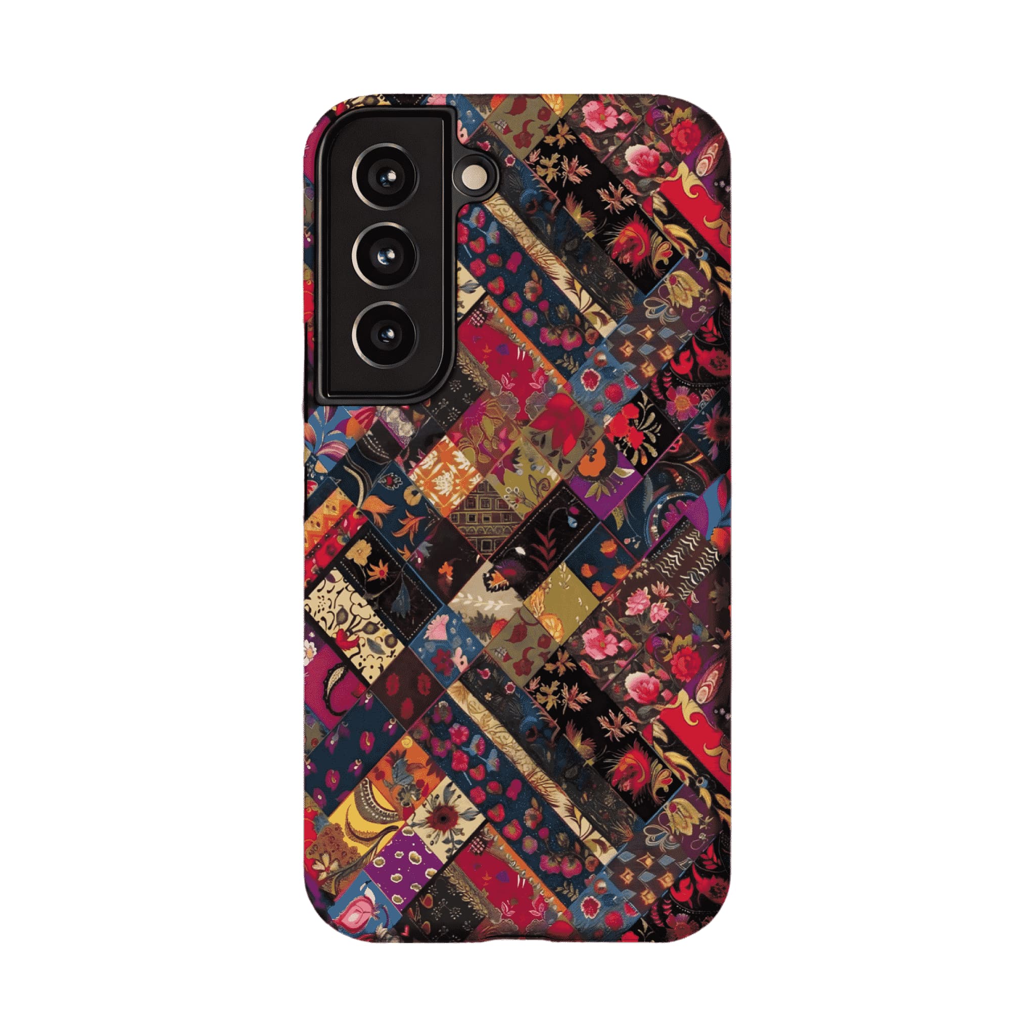 Boho Vintage Patchwork Floral Phone Case, Anti-slip Shockproof Ethnic iPhone Cover