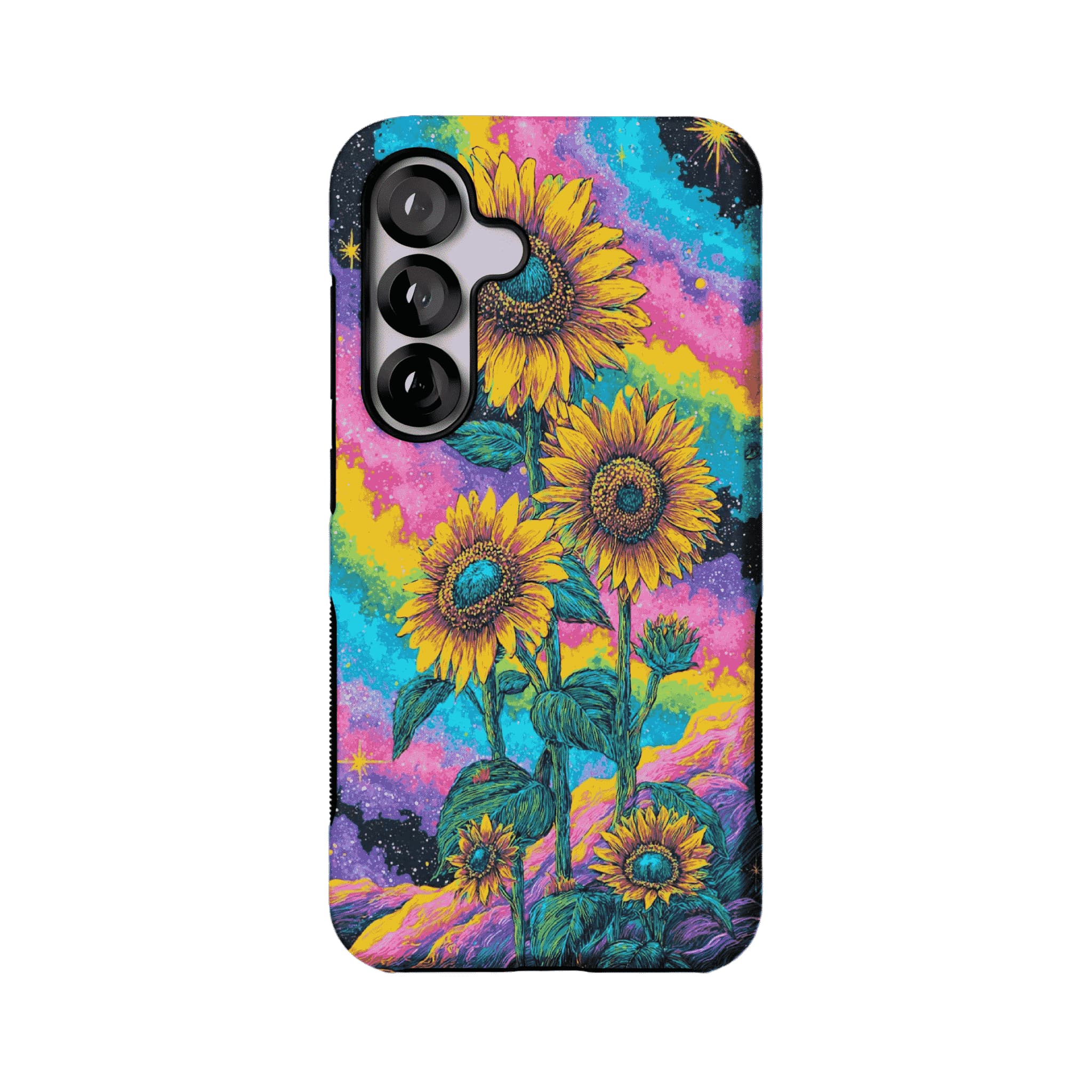 Psychedelic Rainbow Galaxy Sunflower Shockproof Anti-slip iPhone Case