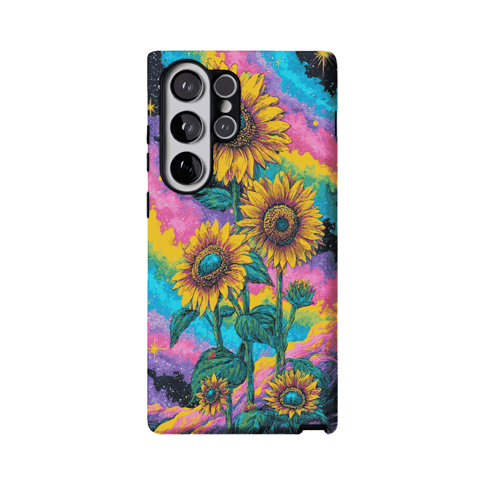 Psychedelic Rainbow Galaxy Sunflower Shockproof Anti-slip iPhone Case