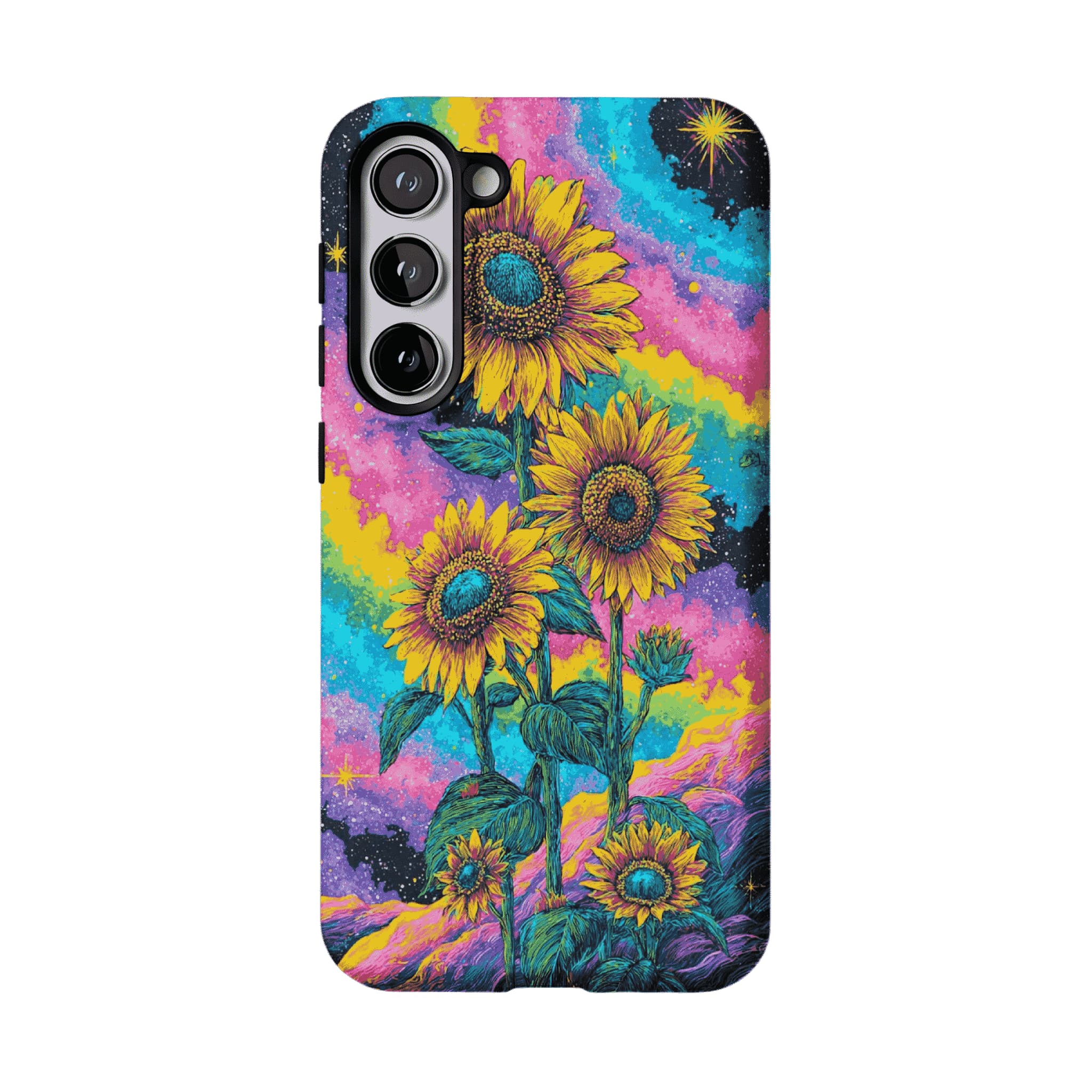 Psychedelic Rainbow Galaxy Sunflower Shockproof Anti-slip iPhone Case