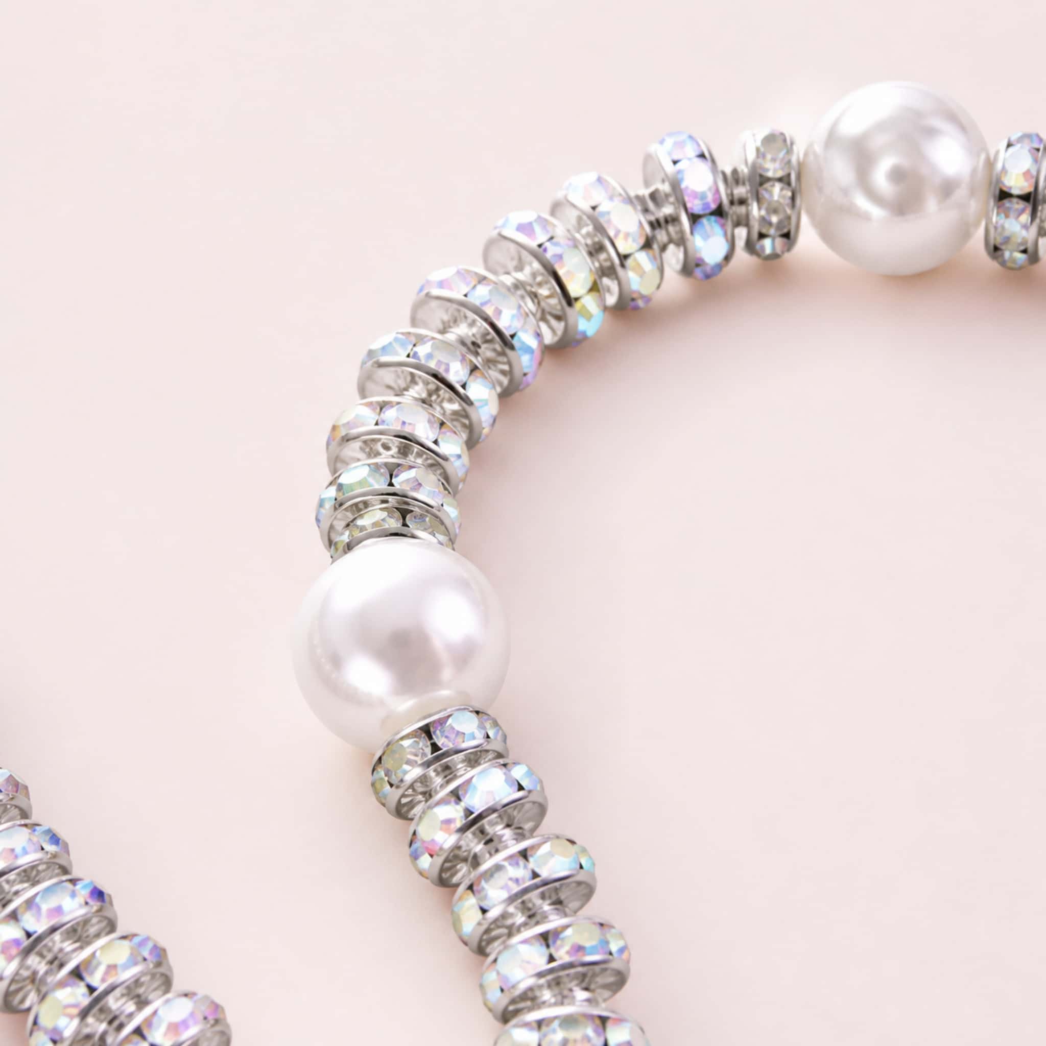 Iridescent Crystal & Pearl Beaded Phone Wrist Strap