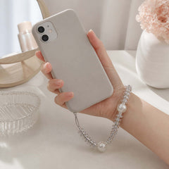 Iridescent Crystal & Pearl Beaded Phone Wrist Strap
