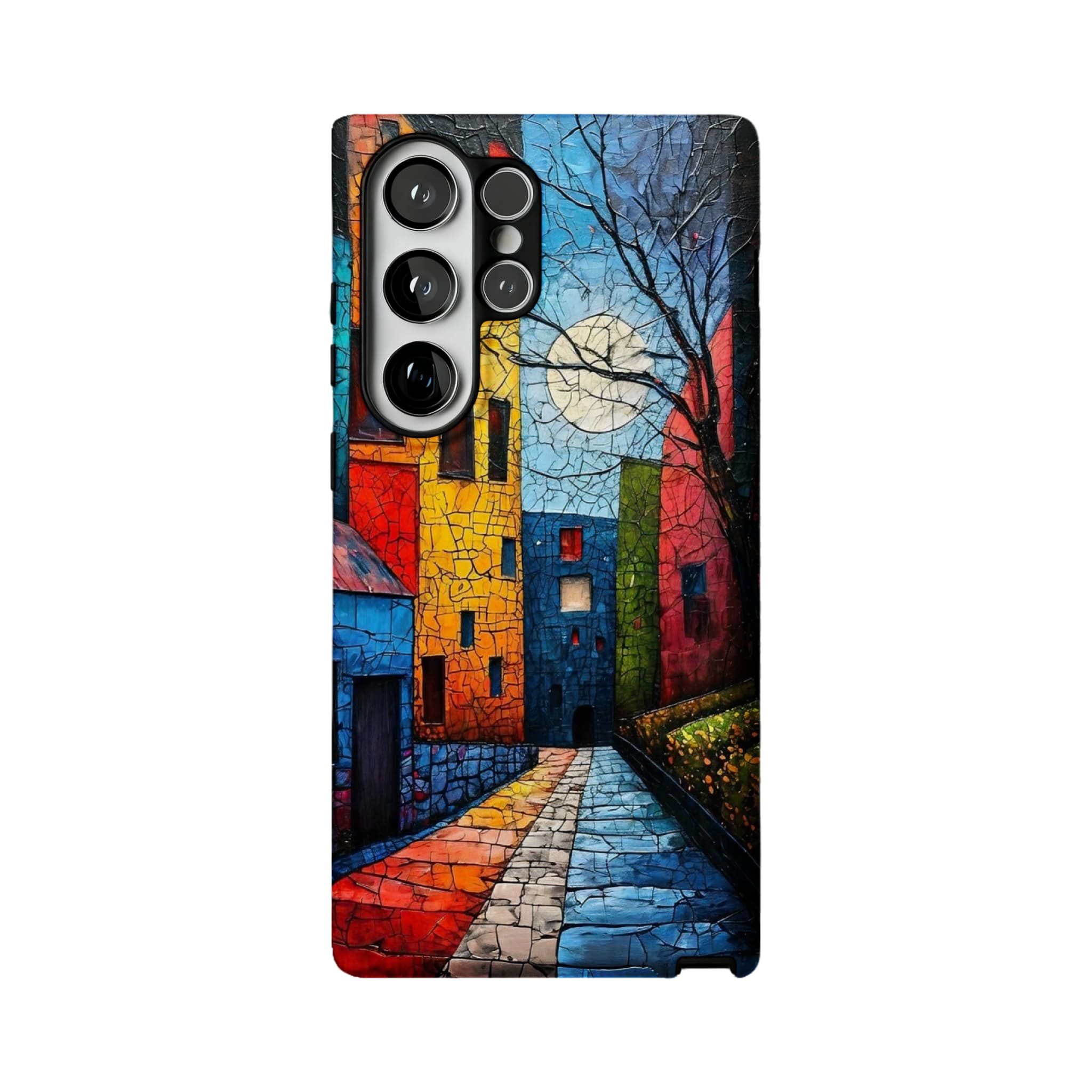 Crackle Oil Painting Town Phone Case, Art Shockproof Cover for iPhone