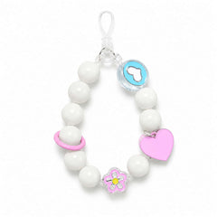 Pastel Heart & Flower Beaded Phone Wrist Strap