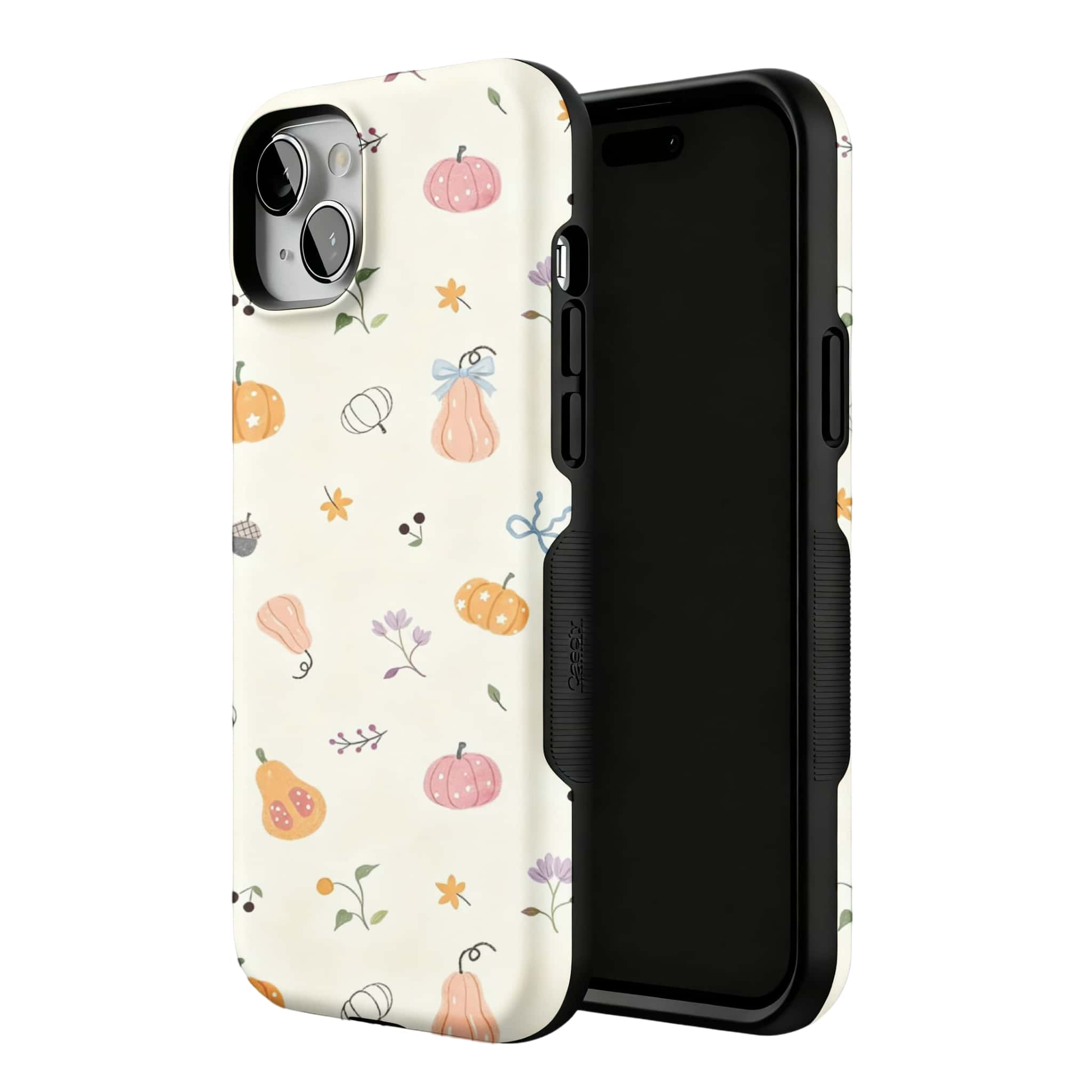 Cute Pink Orange Pumpkin Leaf Anti-Scratch Shockproof iPhone Case