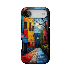 Crackle Oil Painting Town Phone Case, Art Shockproof Cover for iPhone