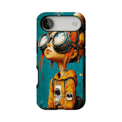 Vintage Impasto Steampunk Pilot Girl Oil Art iPhone Protective Cover